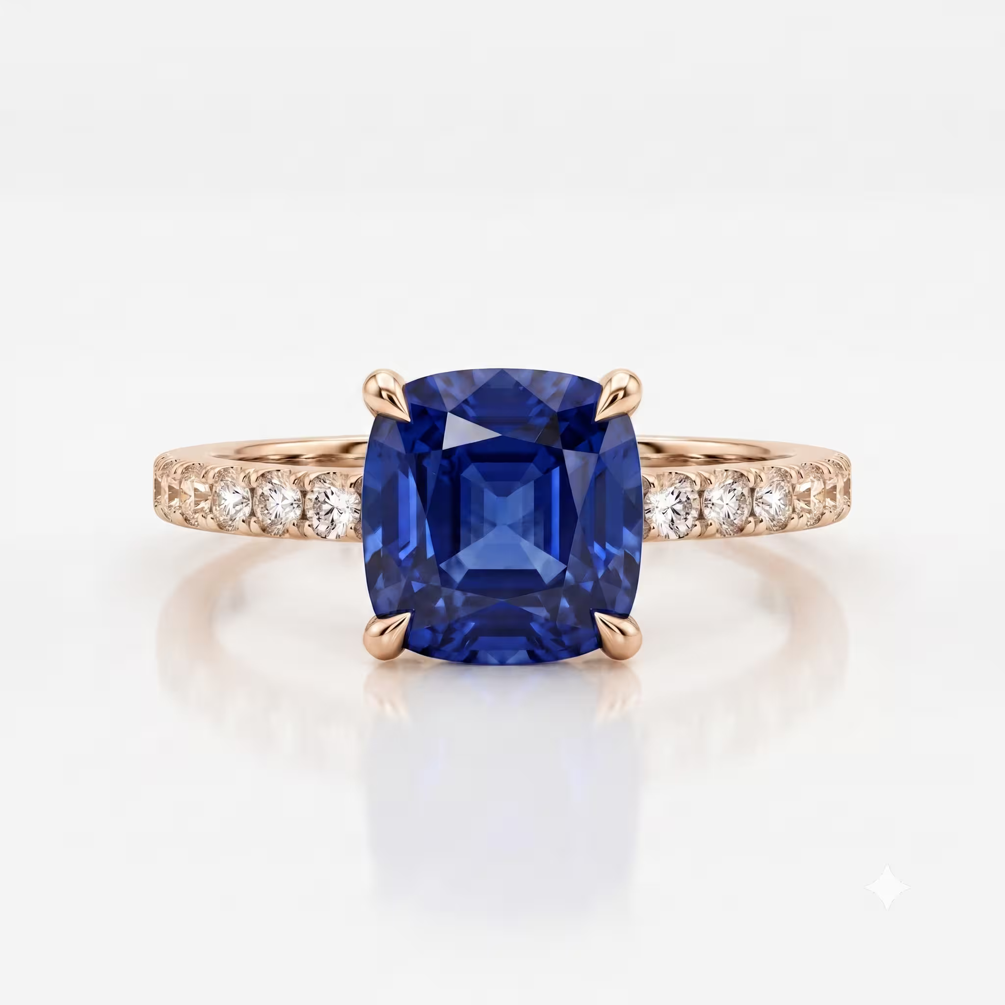 1.58ct Cushion Cut Blue Sapphire Engagement Ring - Platinum Chloe's Jewellers