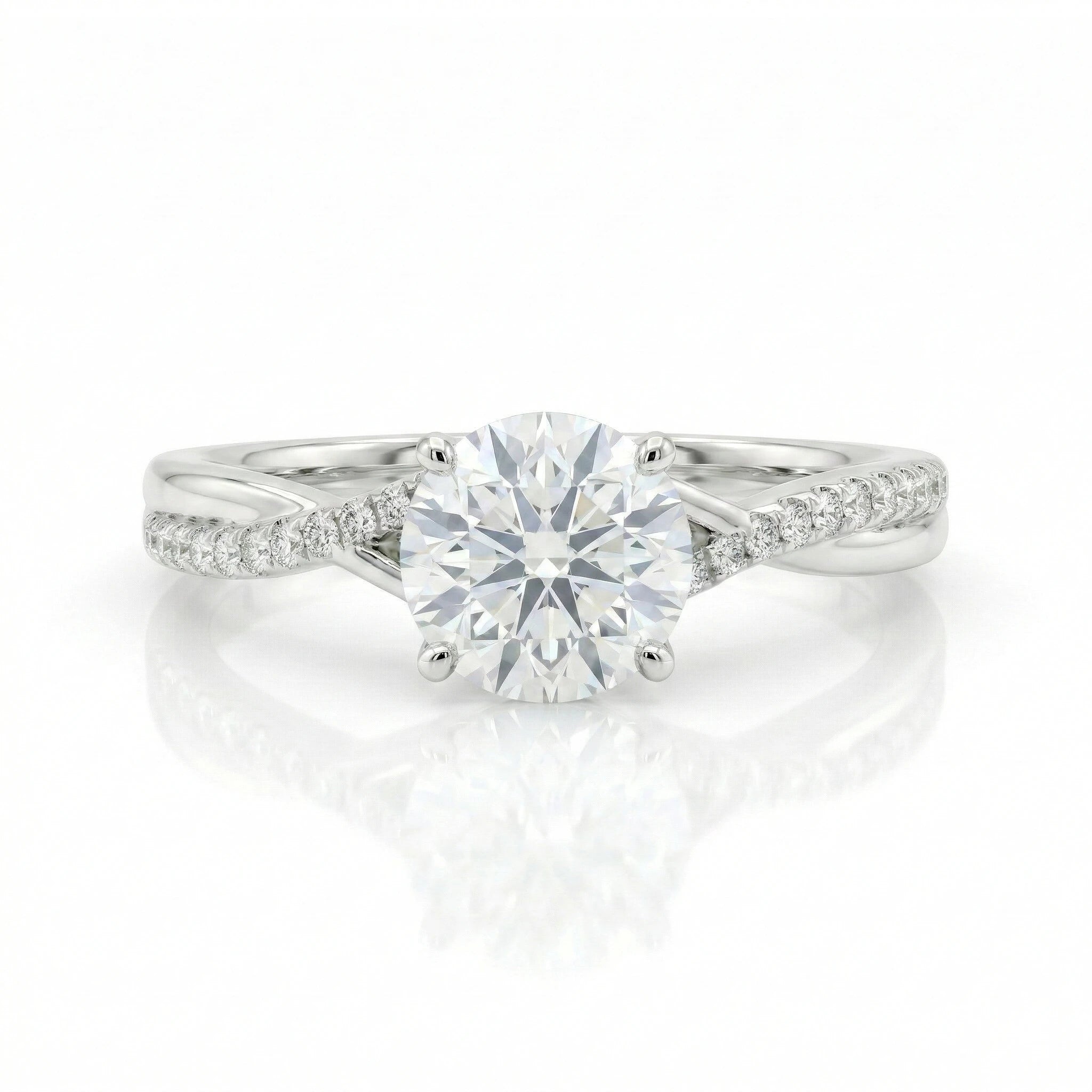 1.05ct Round Cut Lab Grown Diamond Engagement Ring with Split Shank