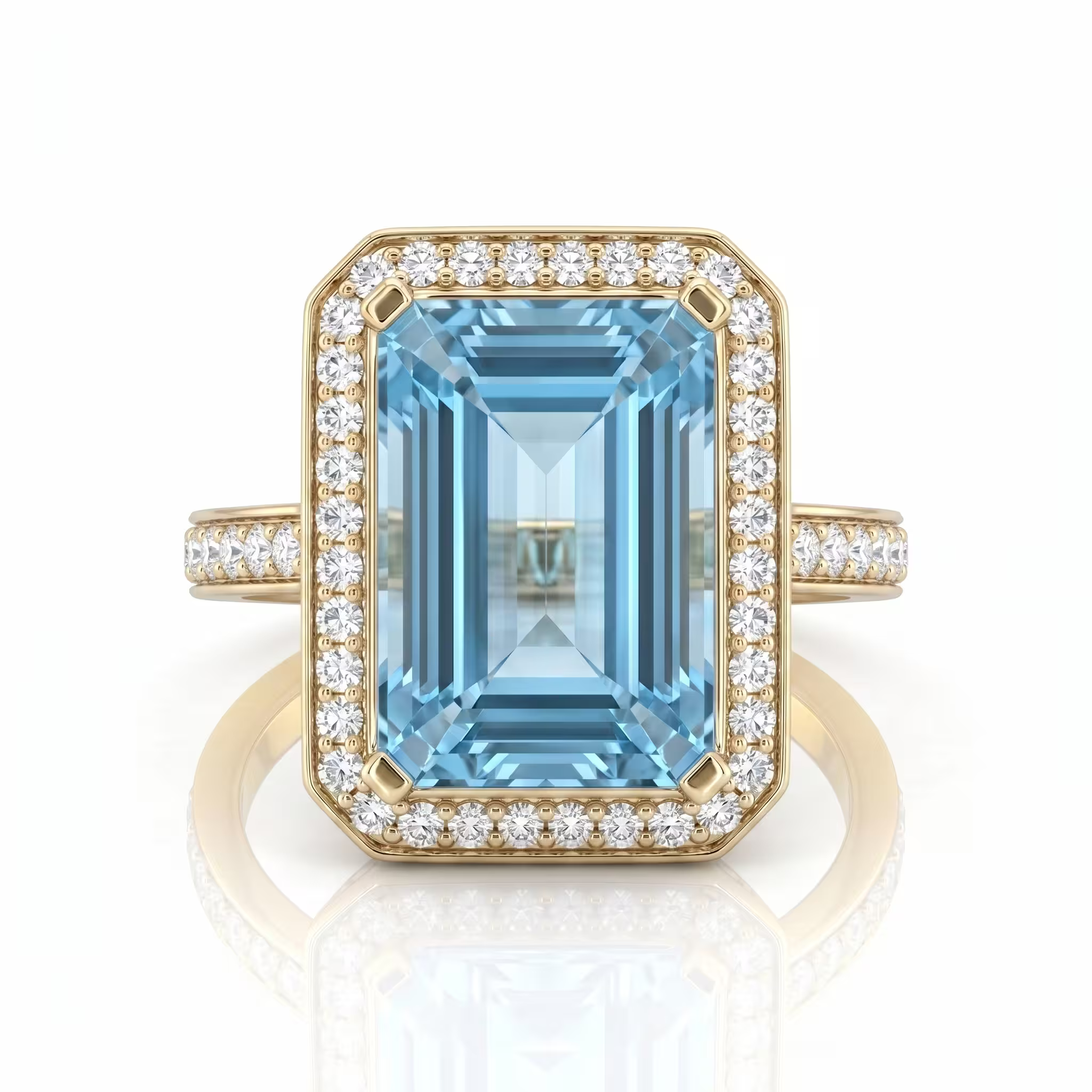 6.01ct Emerald Shape Aquamarine Stone Engagement Ring - Platinum Chloe's Jewellers