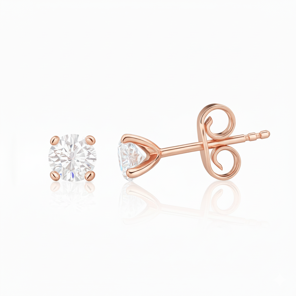 0.46ct Round Cut Natural Diamond Stud Earrings, 18ct Yellow Gold Chloe's Jewellers