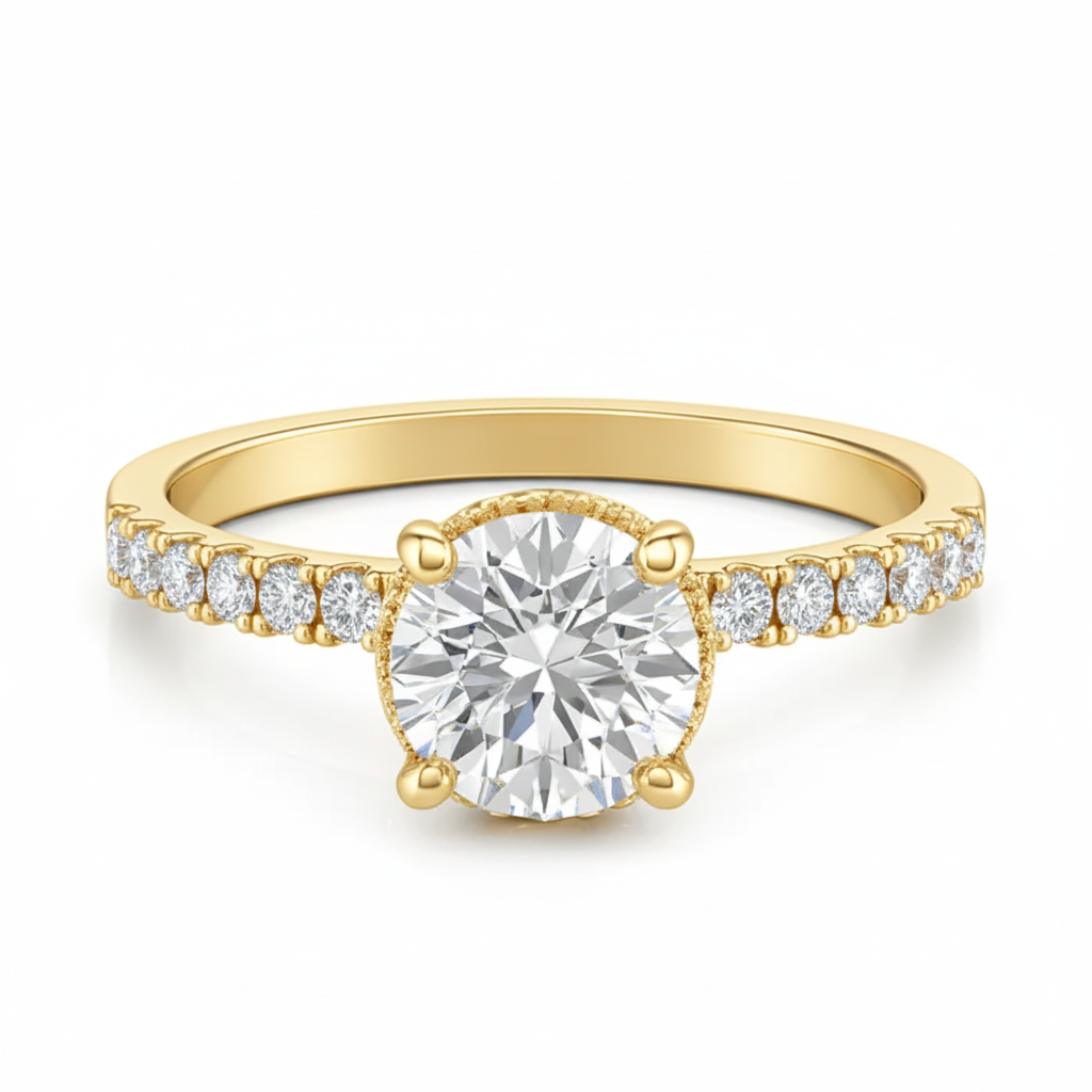 Engagement ring | Proposal ring | 18k White gold wedding ring | Diamonds on band