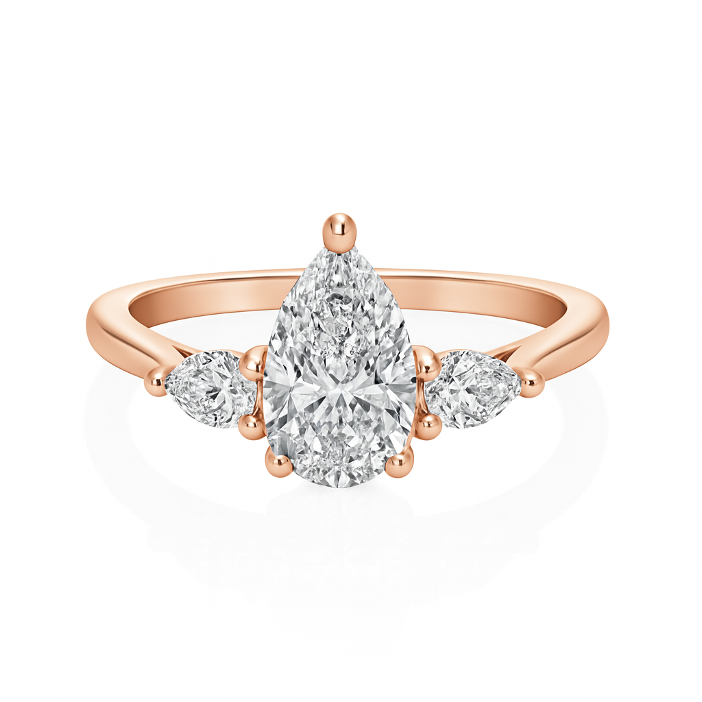Bluebell Pear Cut Three Stone Diamond Ring