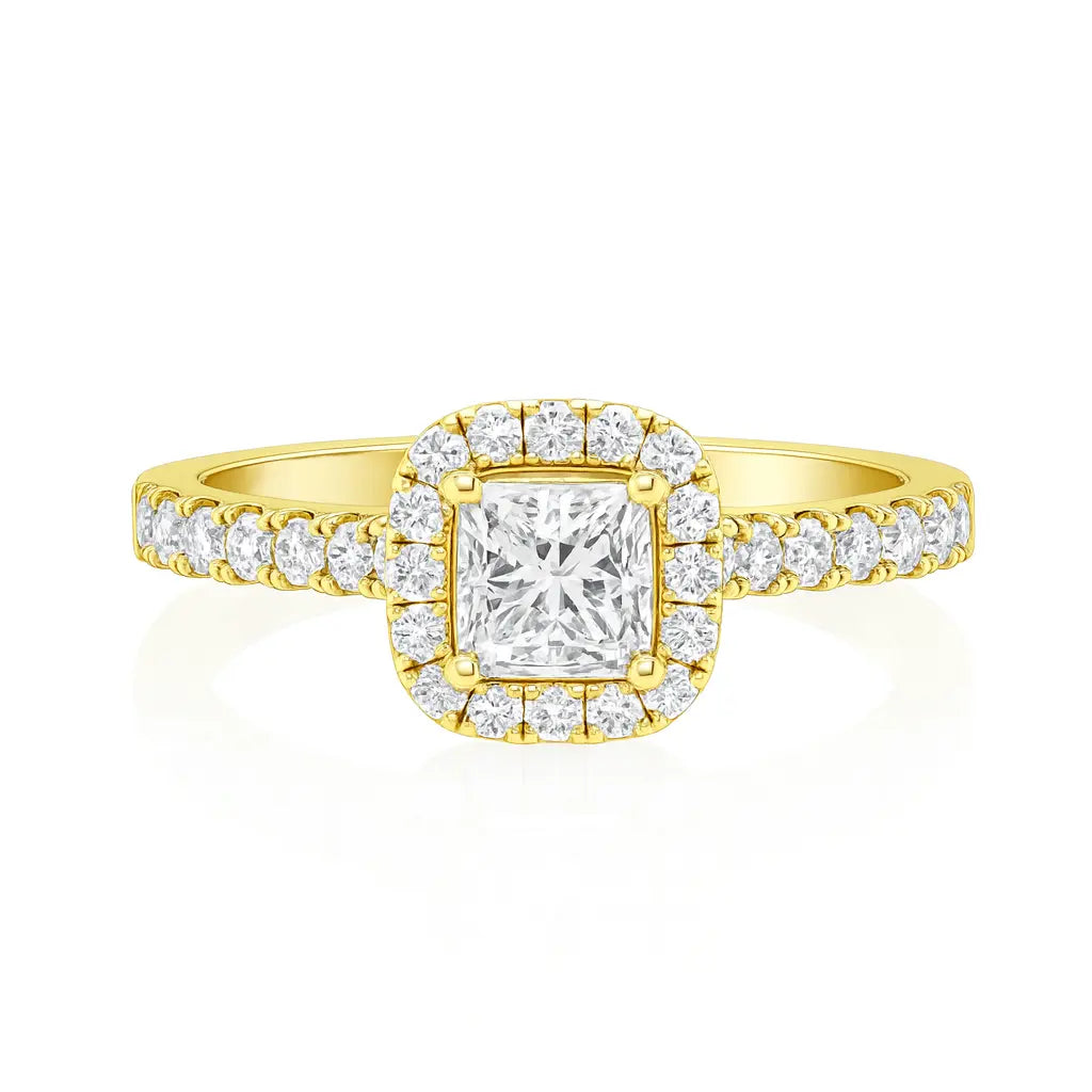 Peony Halo Princess Cut Diamond Ring Chloe's Jewellers