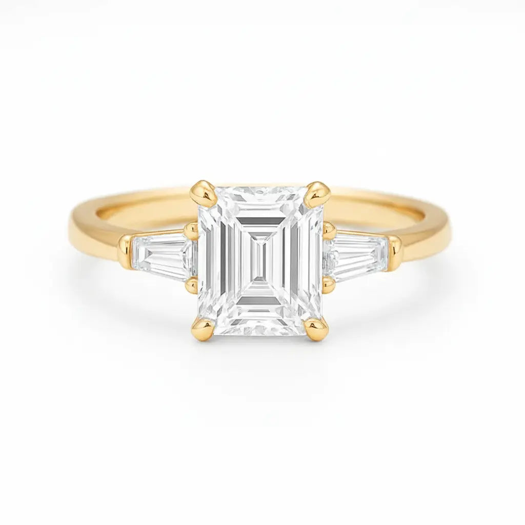Platinum Emerald-Cut Diamond Three-Stone Engagement Ring – 1.57ct E/VVS1 Chloe's Jewellers
