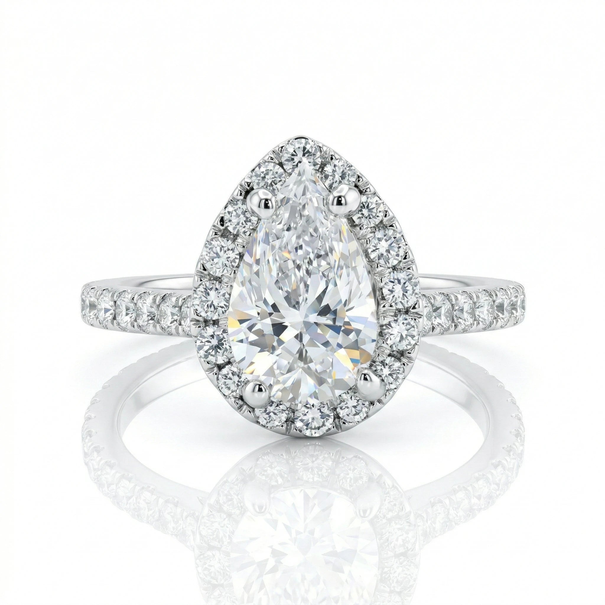 1.01ct GIA Pear Cut Natural Diamond Halo Setting Engagement Ring Chloe's Jewellers
