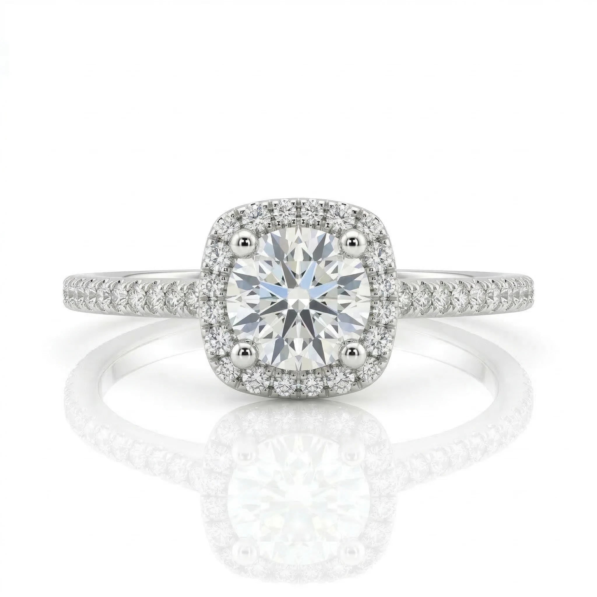 0.44ct GIA Round Cut Natural Diamond Halo Setting Engagement Ring Chloe's Jewellers