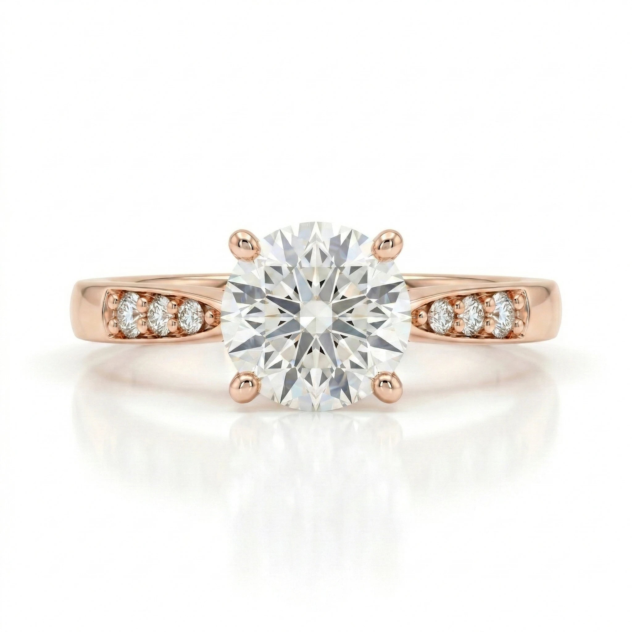 0.80ct GIA Round Cut Natural Diamond Engagement Ring with Stones on Shoulder Chloe's Jewellers