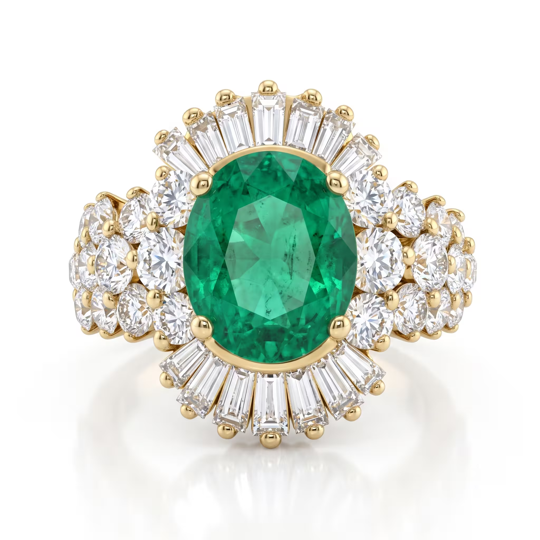 2.60ct Oval Cut Zambian Emerald Halo Setting Engagement Ring - 18K Gold