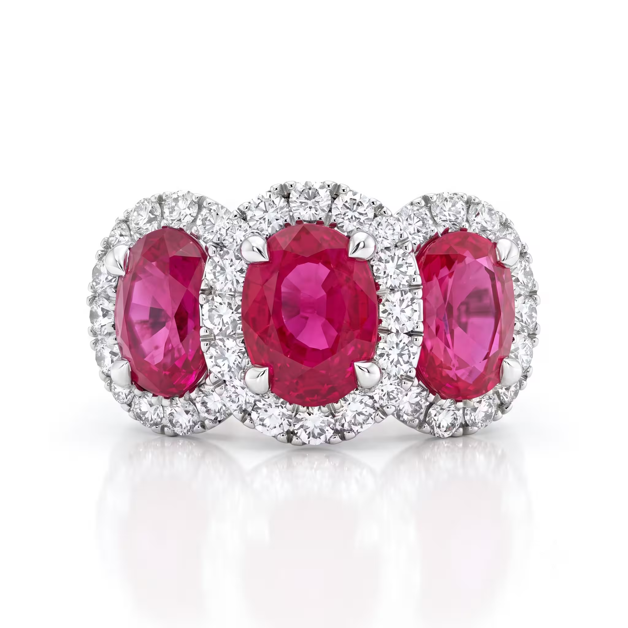 Ruby Halo Trilogy & Diamond Ring Chloe's Jewellers