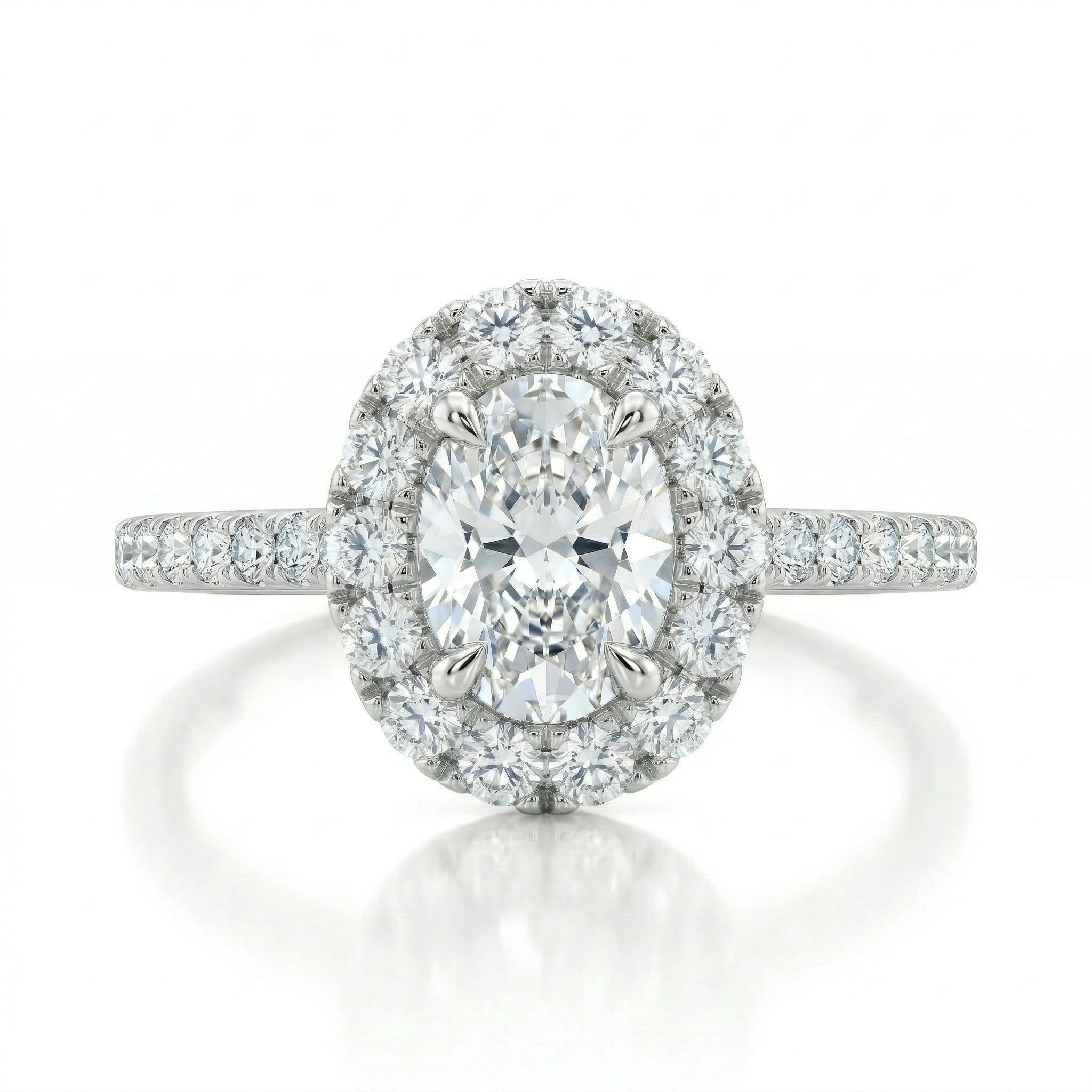 0.52ct GIA Natural Oval Cut Halo Setting Engagement Ring Chloe's Jewellers