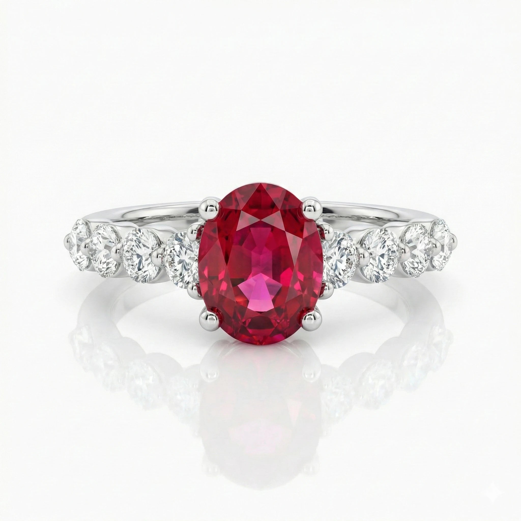 1.08ct Oval Shape Burma Ruby Engagement Ring, 18K Gold