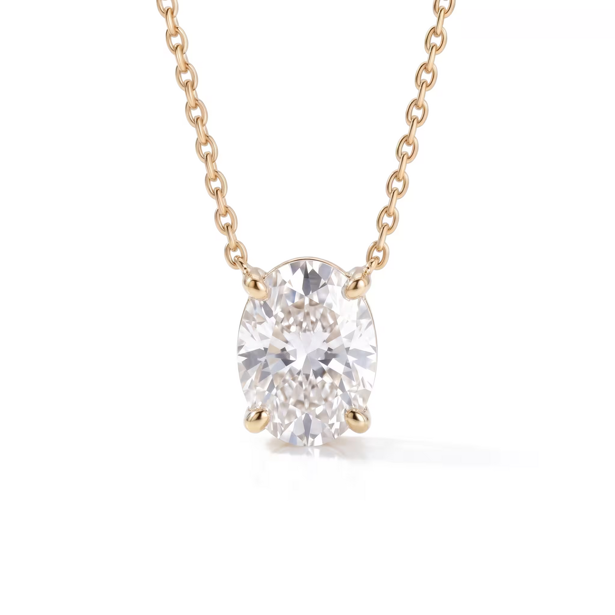 Oval Cut Lab Grown Diamond 18K Yellow Gold Solitaire Pendant