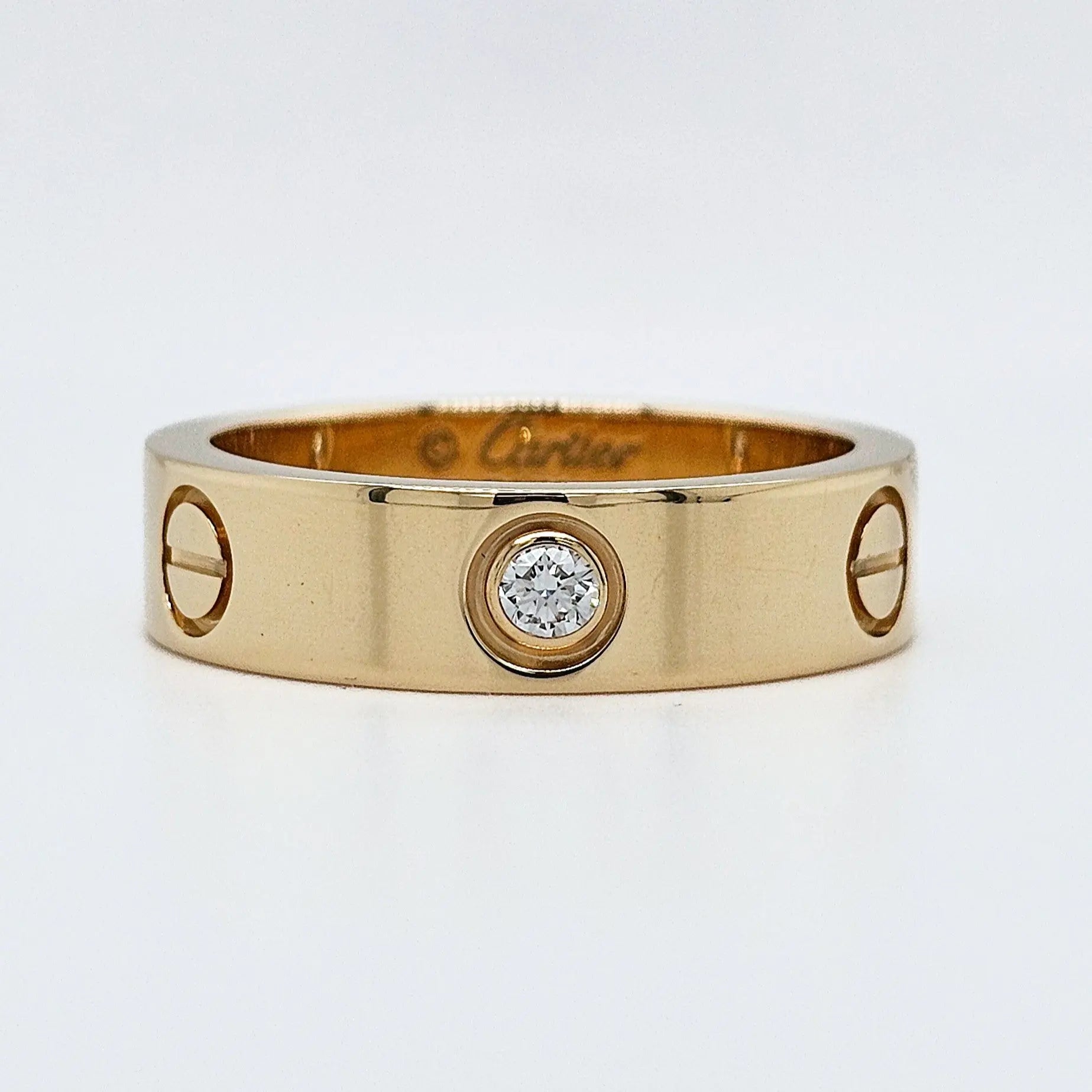 Cartier Love Ring, Classic Model, 3 Diamonds, 18ct Yellow Gold, Size 57 Chloe's Jewellers