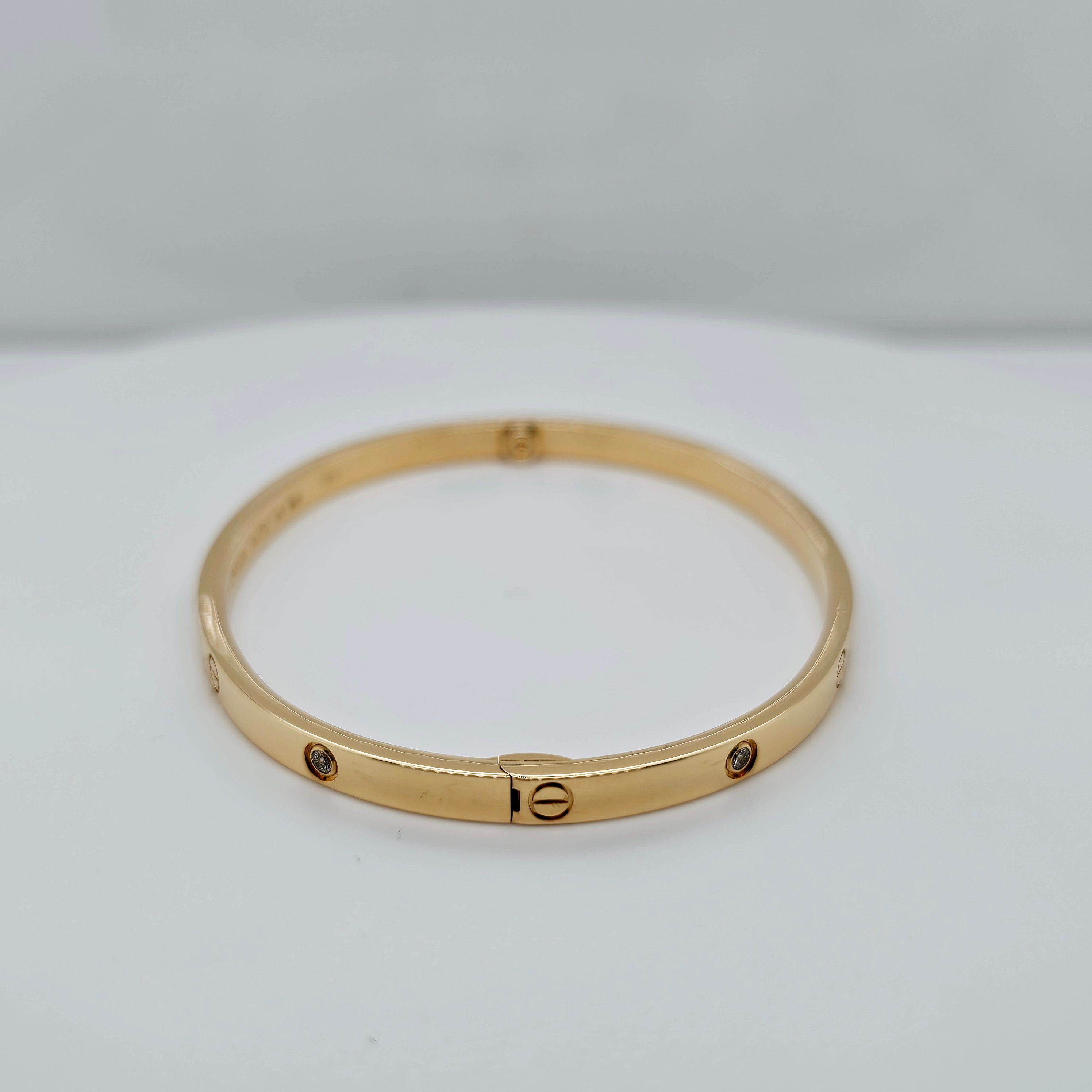 Pre-Owned | Size - 17 / 18ct Yellow Gold Cartier Love Bracelet diamonds Chloe's Jewellers