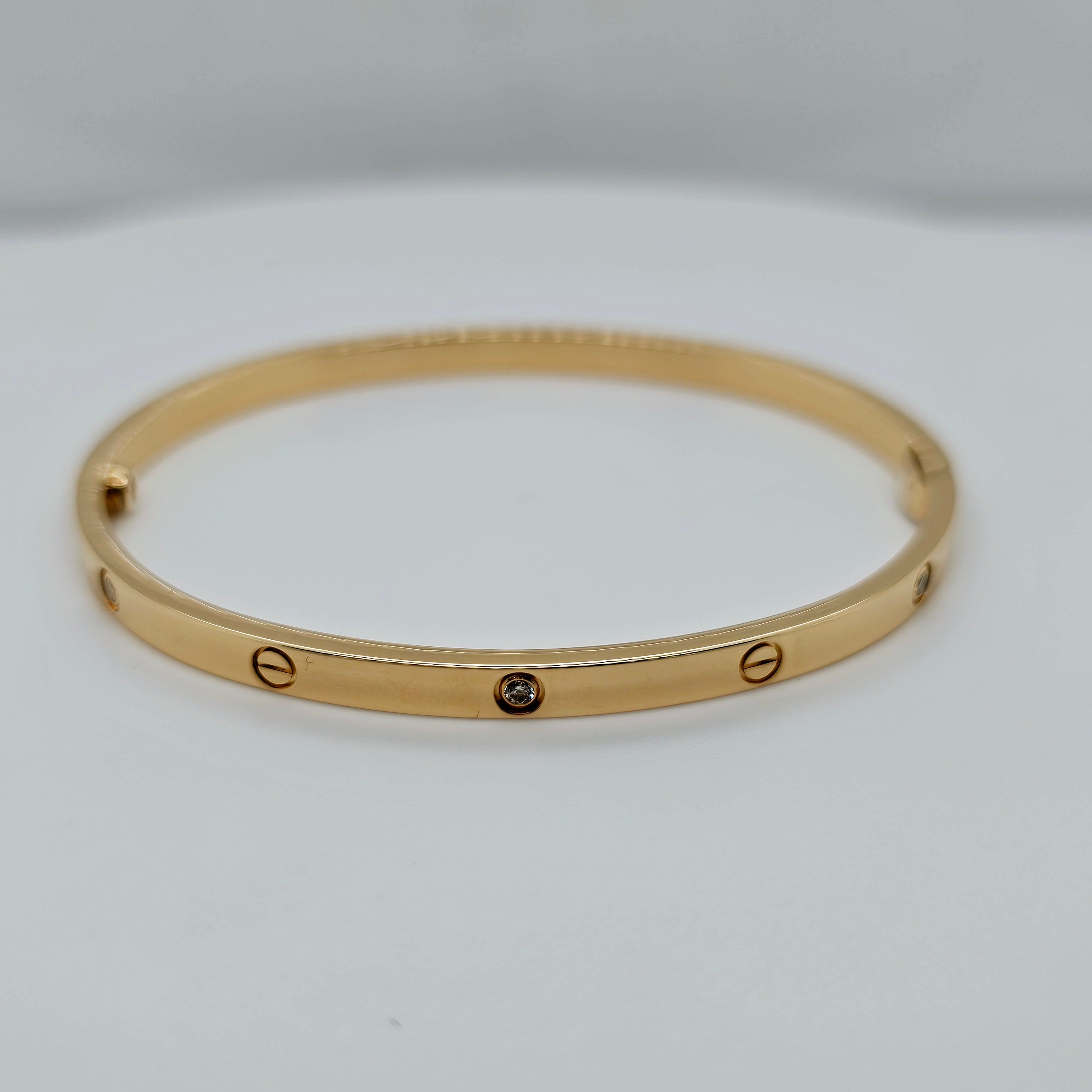 Pre-Owned | Size - 17 / 18ct Yellow Gold Cartier Love Bracelet diamonds Chloe's Jewellers