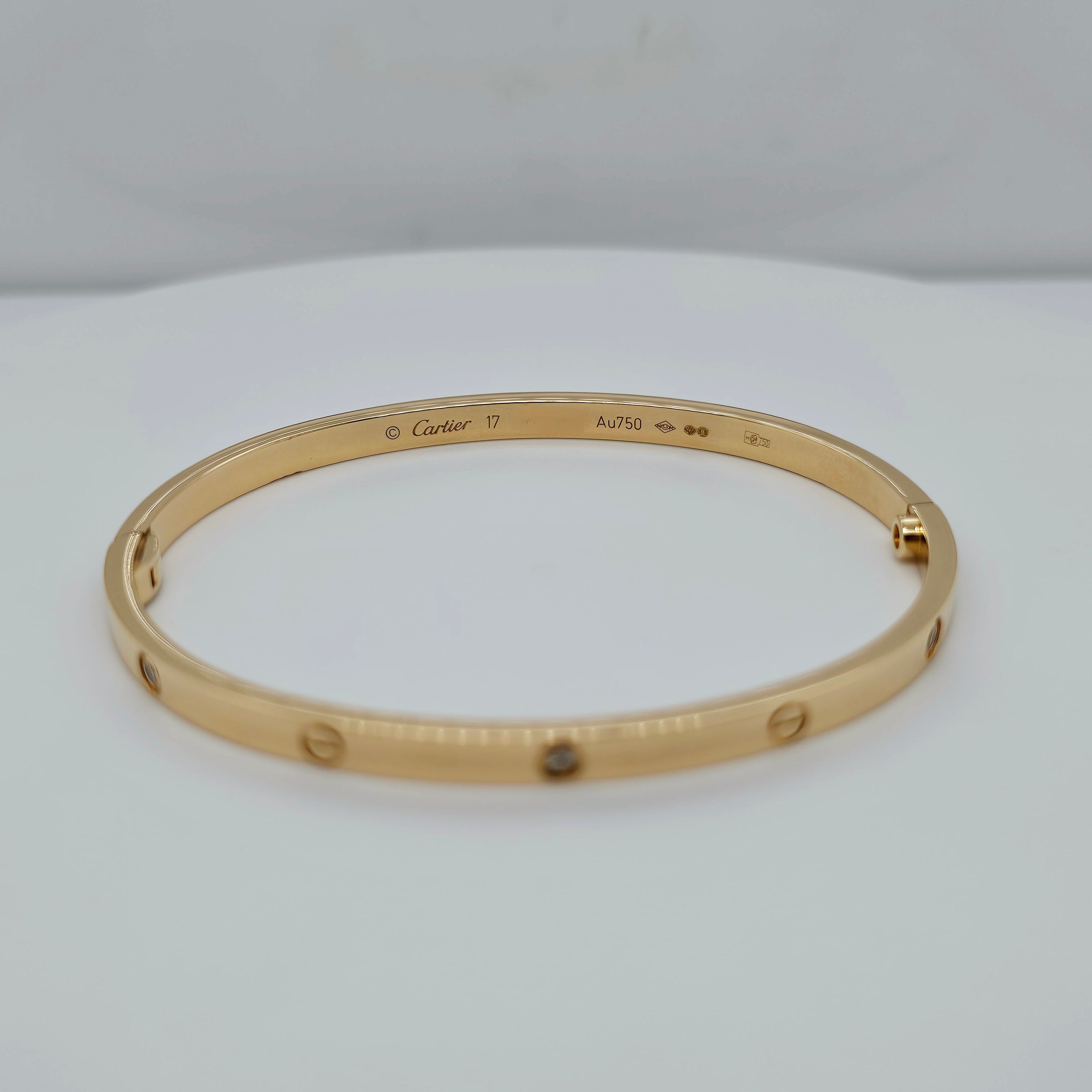 Pre-Owned | Size - 17 / 18ct Yellow Gold Cartier Love Bracelet diamonds Chloe's Jewellers
