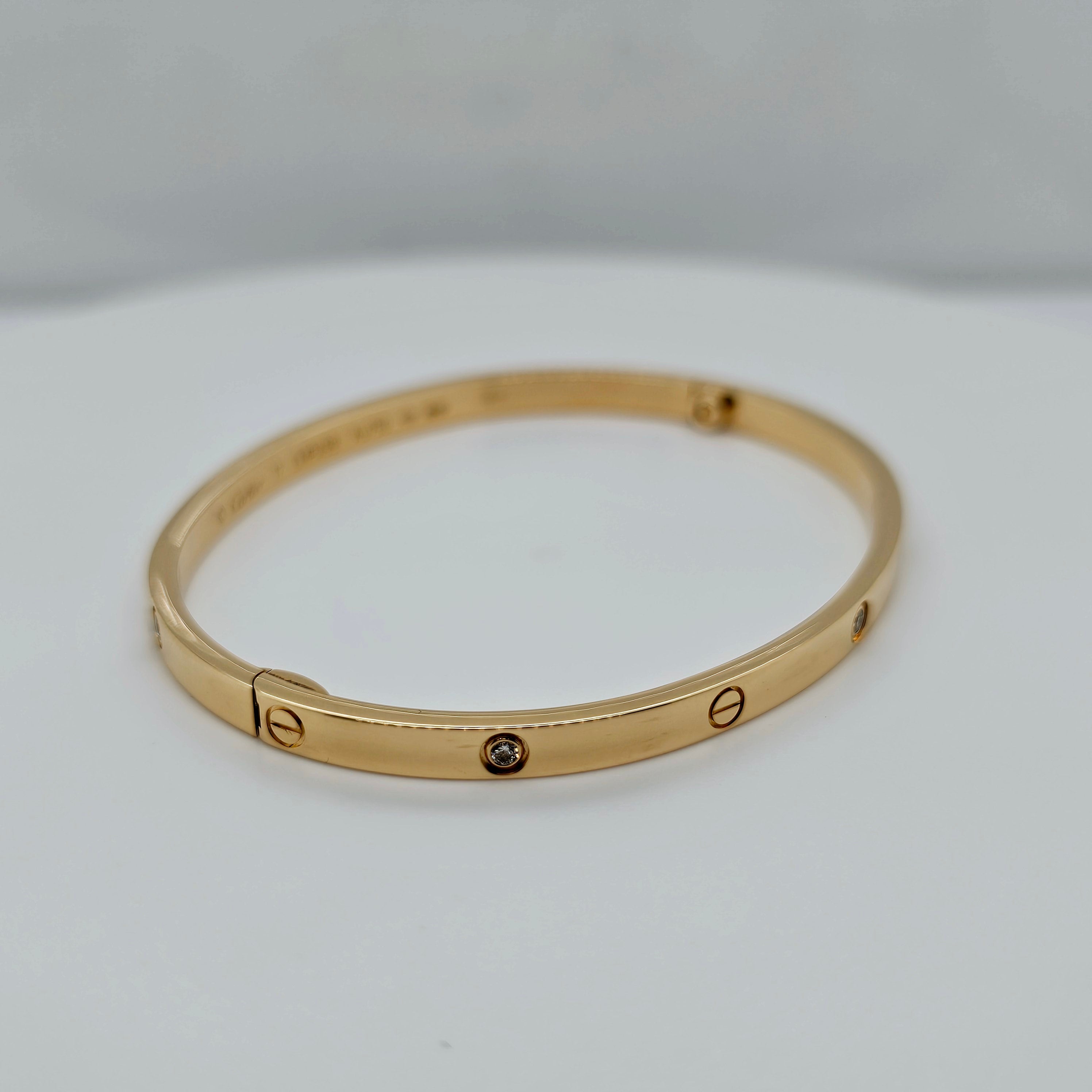 Pre-Owned | Size - 17 / 18ct Yellow Gold Cartier Love Bracelet diamonds Chloe's Jewellers