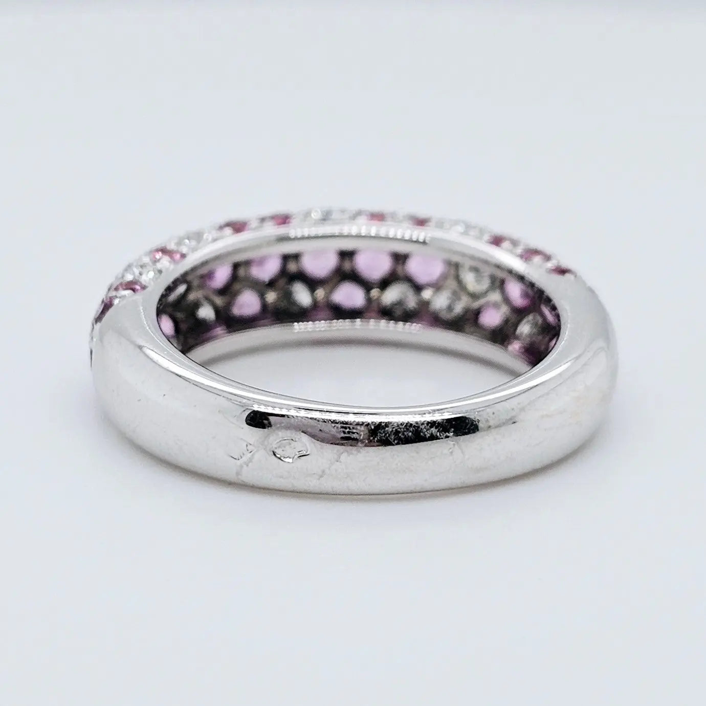 Pre-Owned Etincelle De Cartier Ring – 18k White Gold, Round Brilliant Cut Diamonds & Pink Sapphire Chloe's Jewellers
