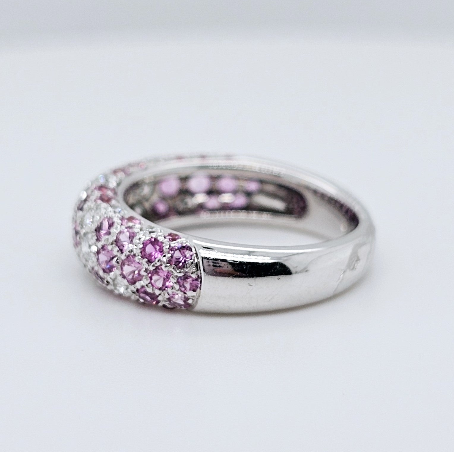Pre-Owned Etincelle De Cartier Ring – 18k White Gold, Round Brilliant Cut Diamonds & Pink Sapphire Chloe's Jewellers