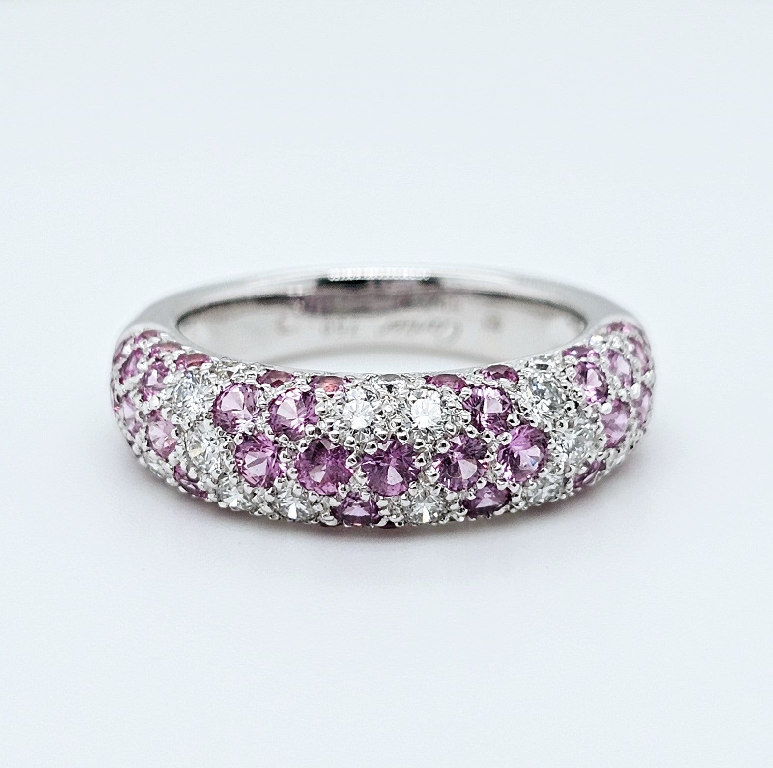 Pre-Owned Etincelle De Cartier Ring – 18k White Gold, Round Brilliant Cut Diamonds & Pink Sapphire Chloe's Jewellers