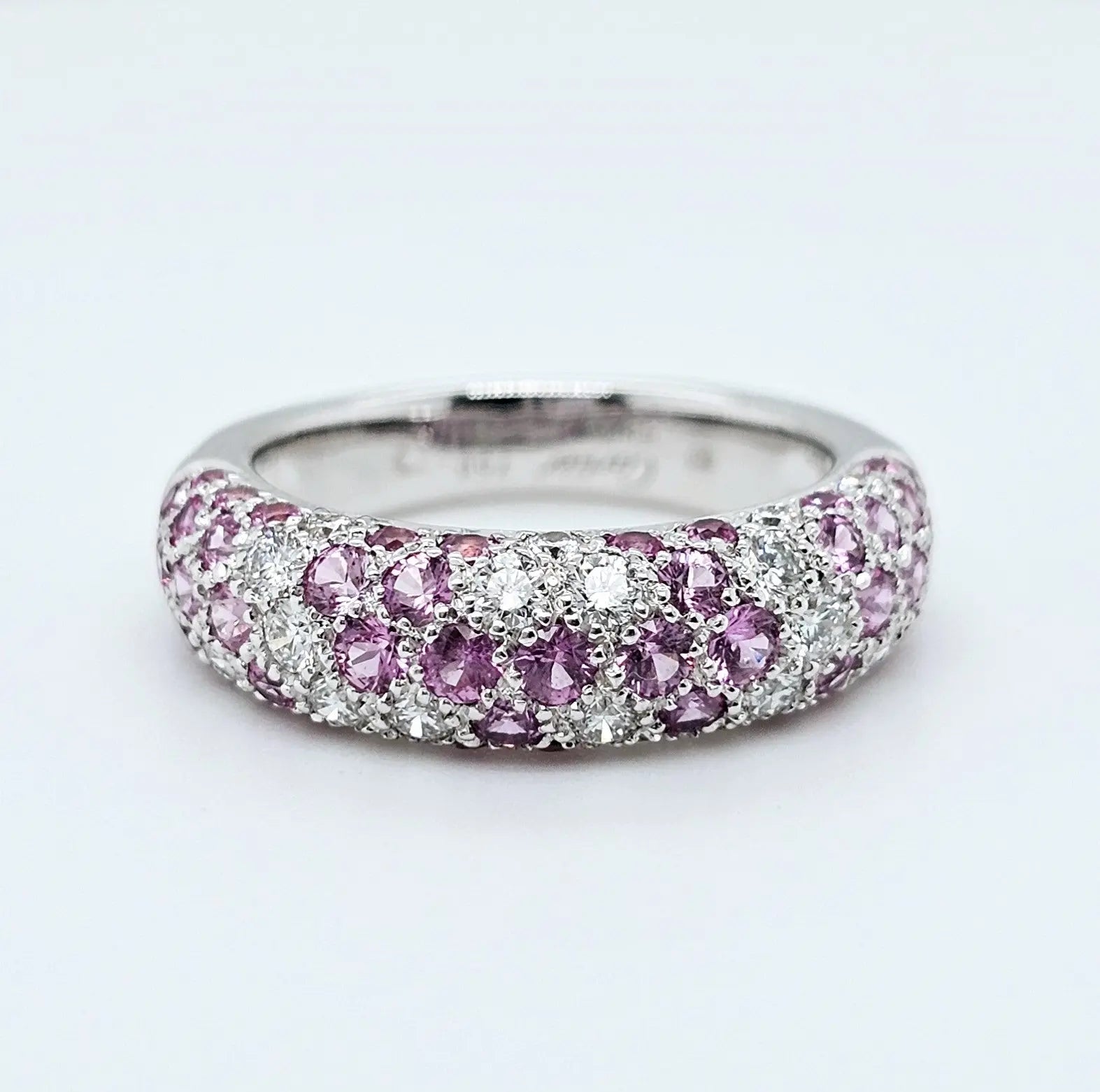 Pre-Owned Etincelle De Cartier Ring – 18k White Gold, Round Brilliant Cut Diamonds & Pink Sapphire Chloe's Jewellers