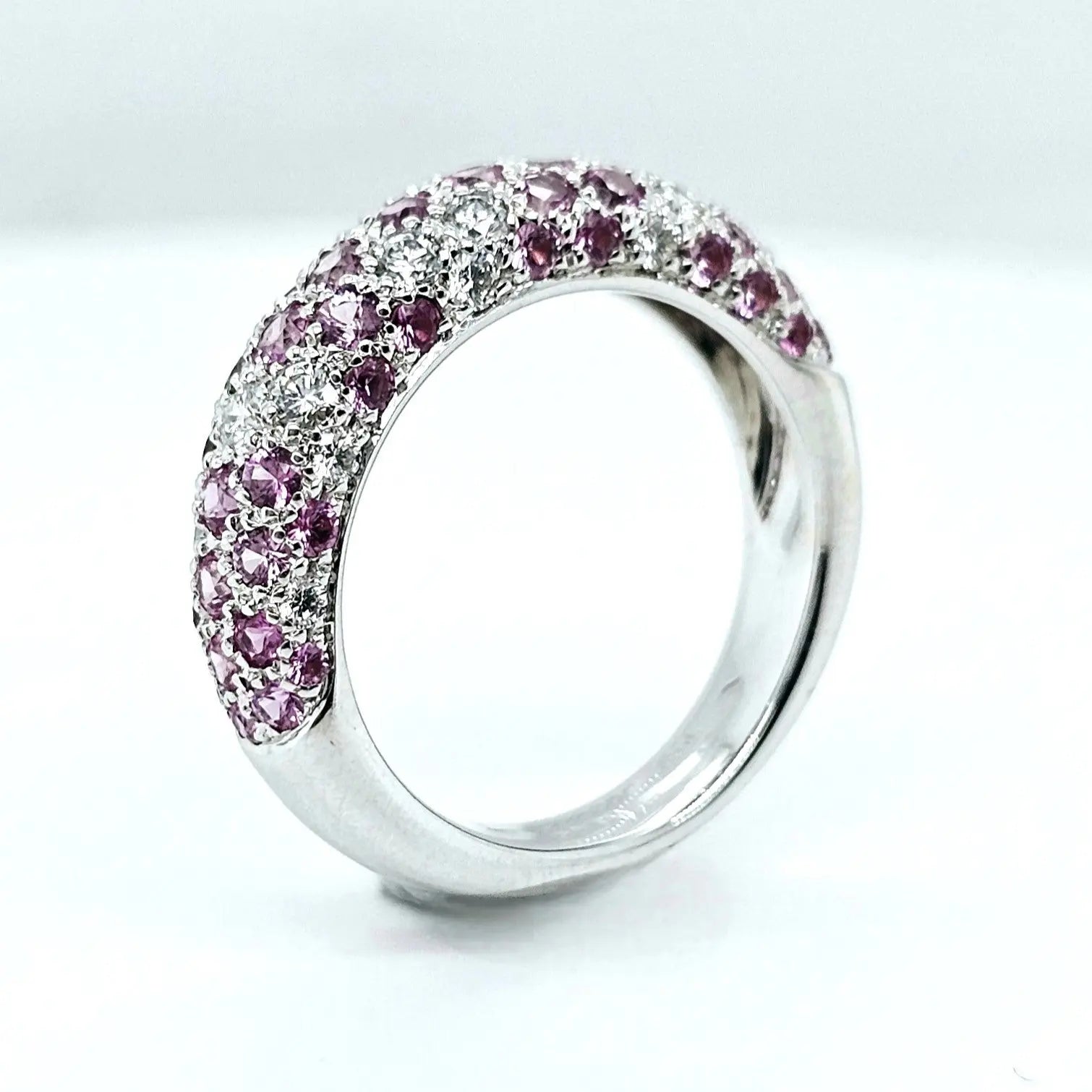 Pre-Owned Etincelle De Cartier Ring – 18k White Gold, Round Brilliant Cut Diamonds & Pink Sapphire Chloe's Jewellers