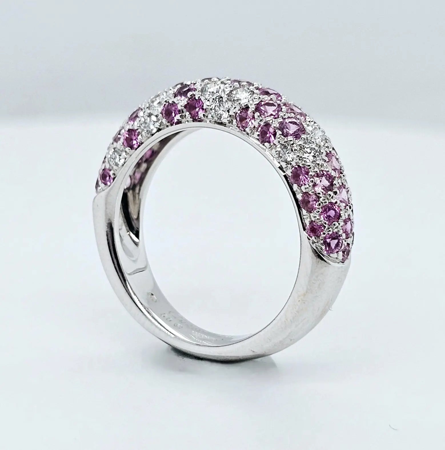 Pre-Owned Etincelle De Cartier Ring – 18k White Gold, Round Brilliant Cut Diamonds & Pink Sapphire Chloe's Jewellers