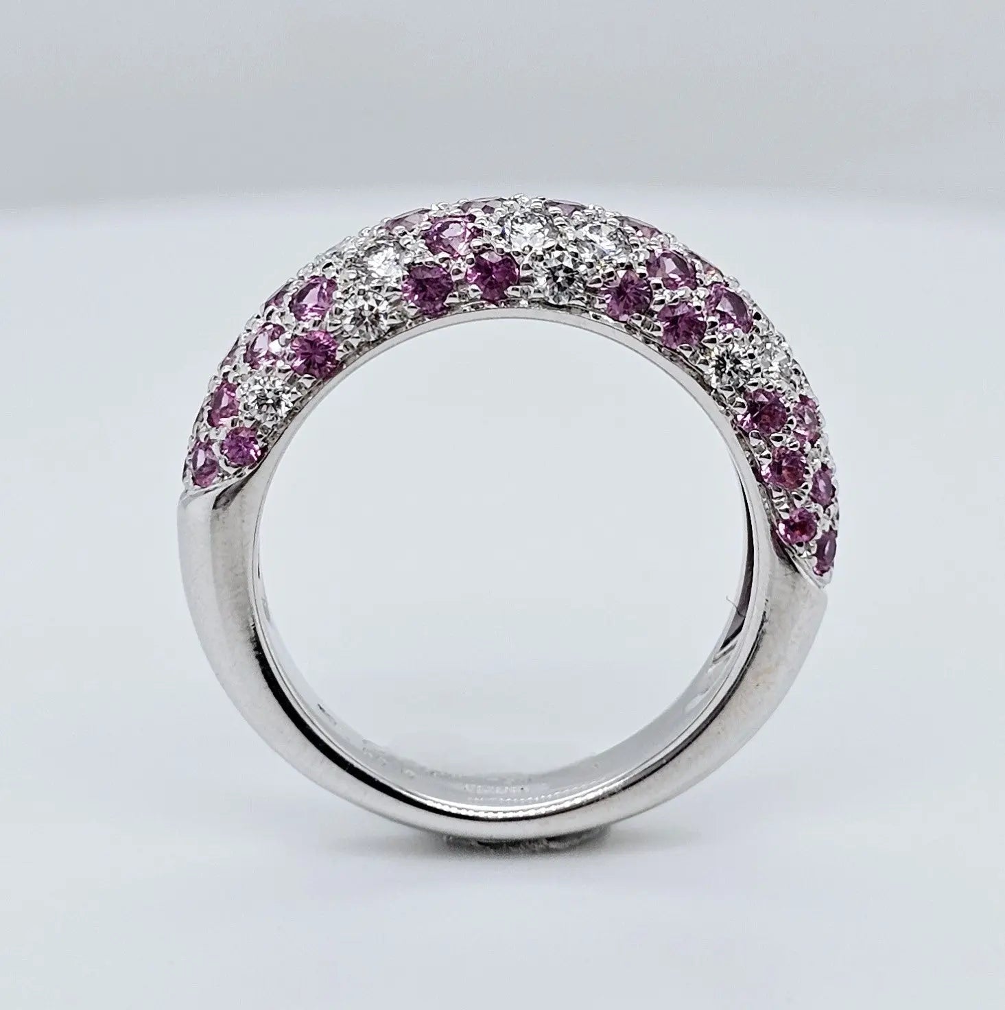 Pre-Owned Etincelle De Cartier Ring – 18k White Gold, Round Brilliant Cut Diamonds & Pink Sapphire Chloe's Jewellers