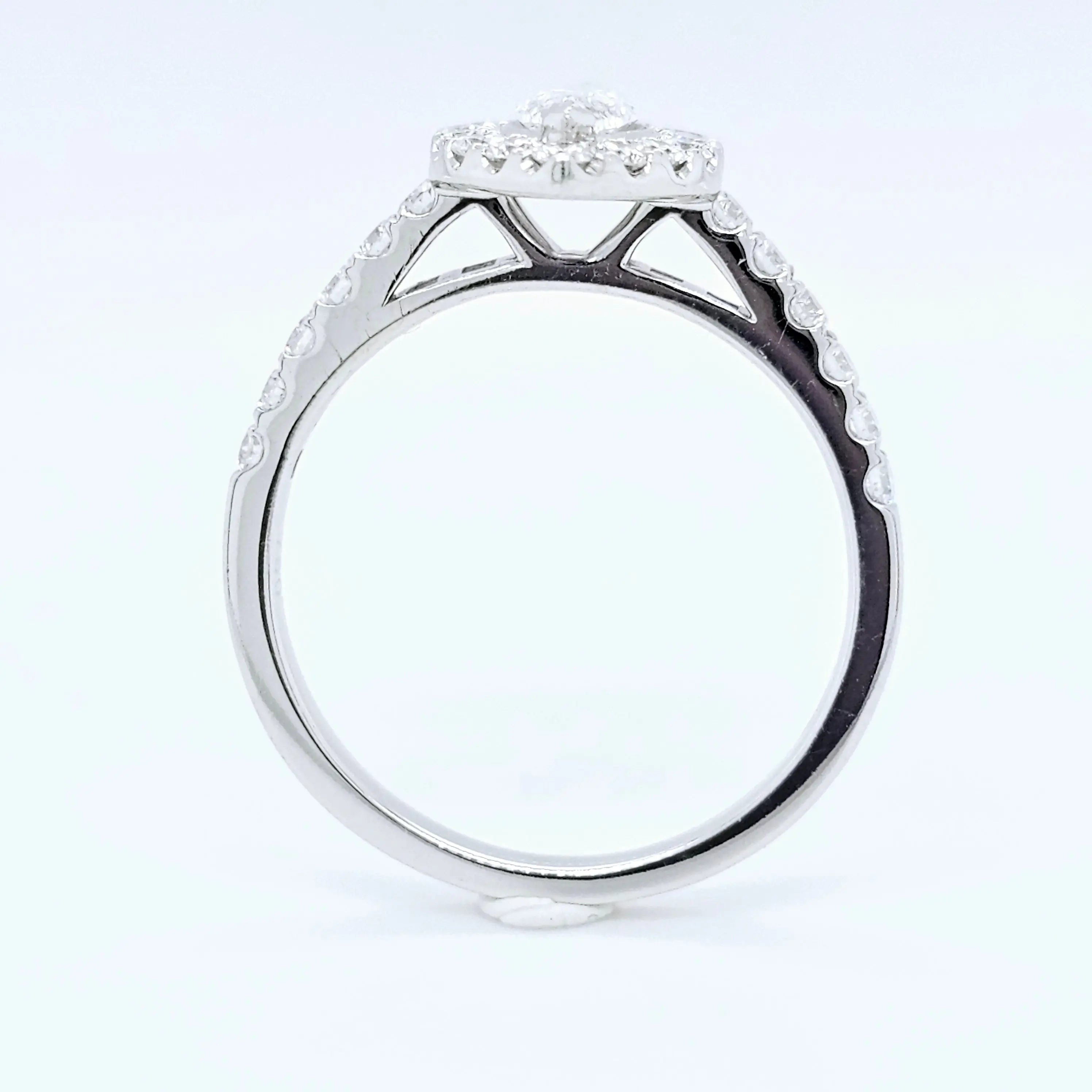 18k White Gold 0.50ct Marquise Diamond Halo Engagement Ring Chloe's Jewellers