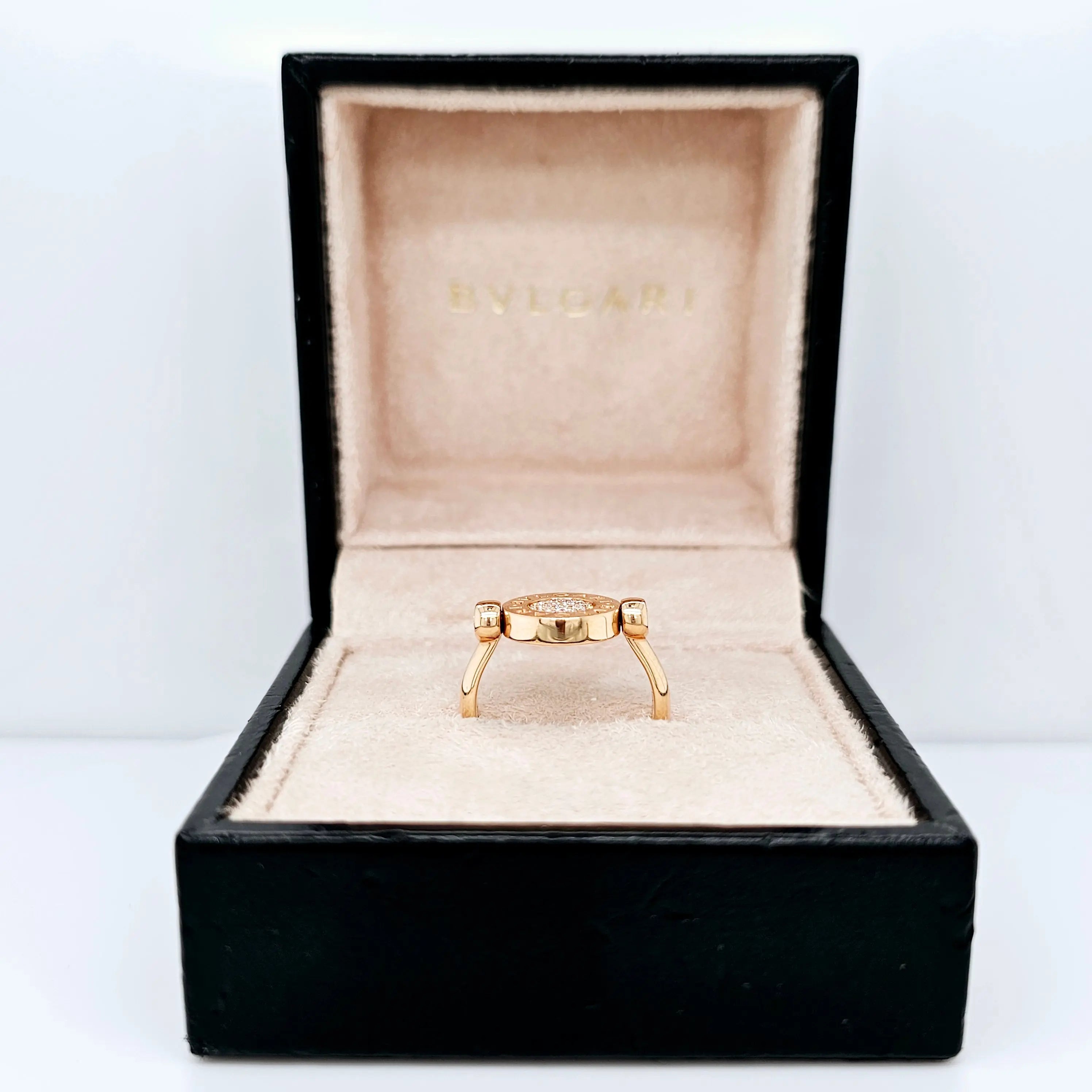 Pre-Owned BVLGARI Flip Ring - Jade & Diamond 18k Rose Gold Chloe's Jewellers