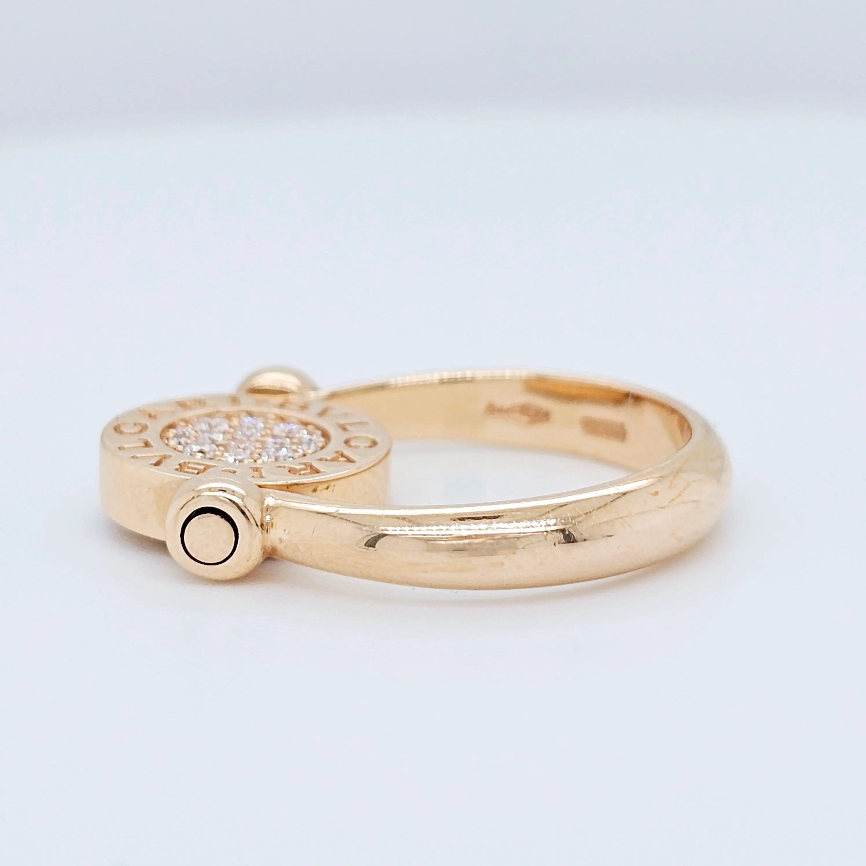 Pre-Owned BVLGARI Flip Ring - Jade & Diamond 18k Rose Gold Chloe's Jewellers