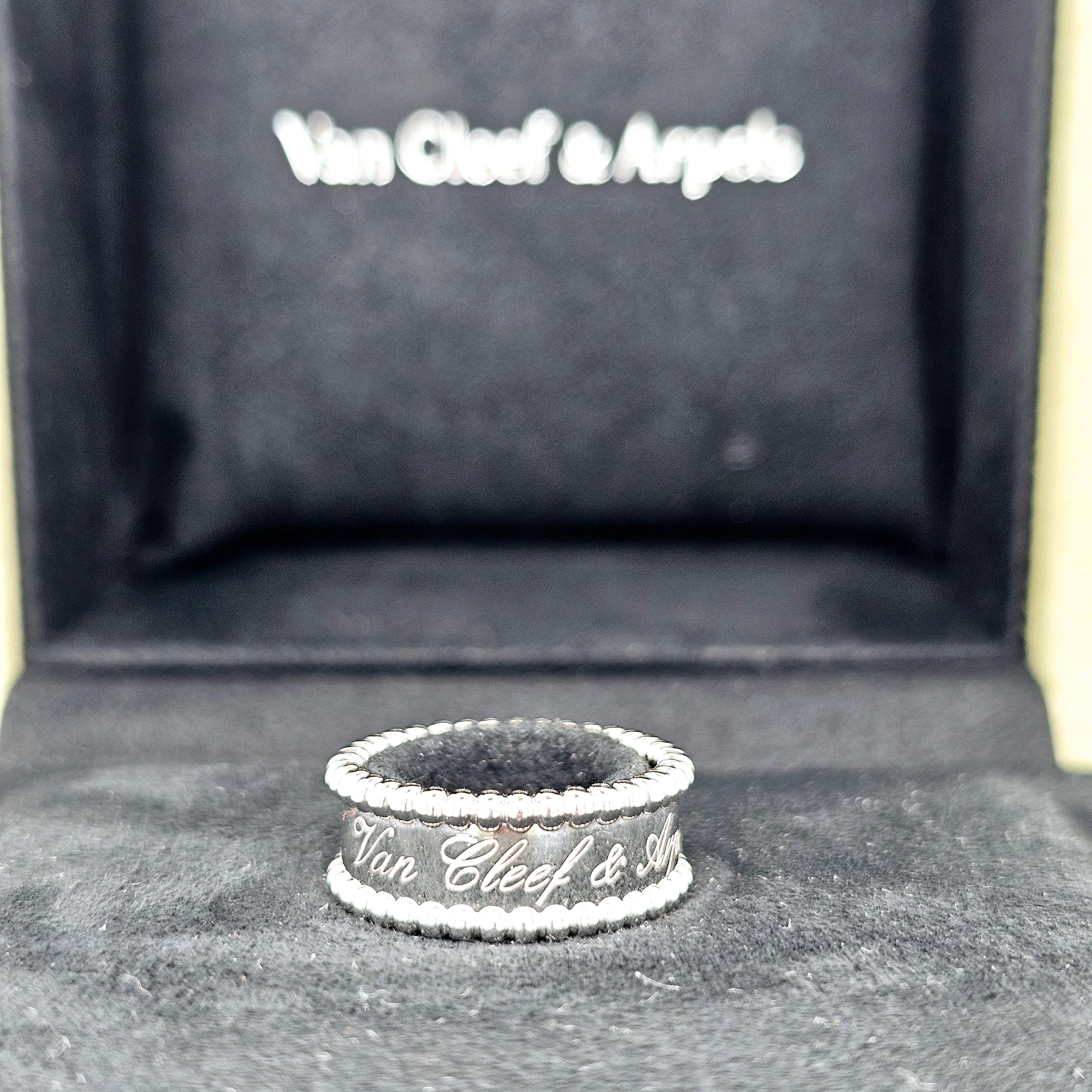 Pre-Owned Van Cleef & Arpels Perlée Signature Ring – 18k White Gold