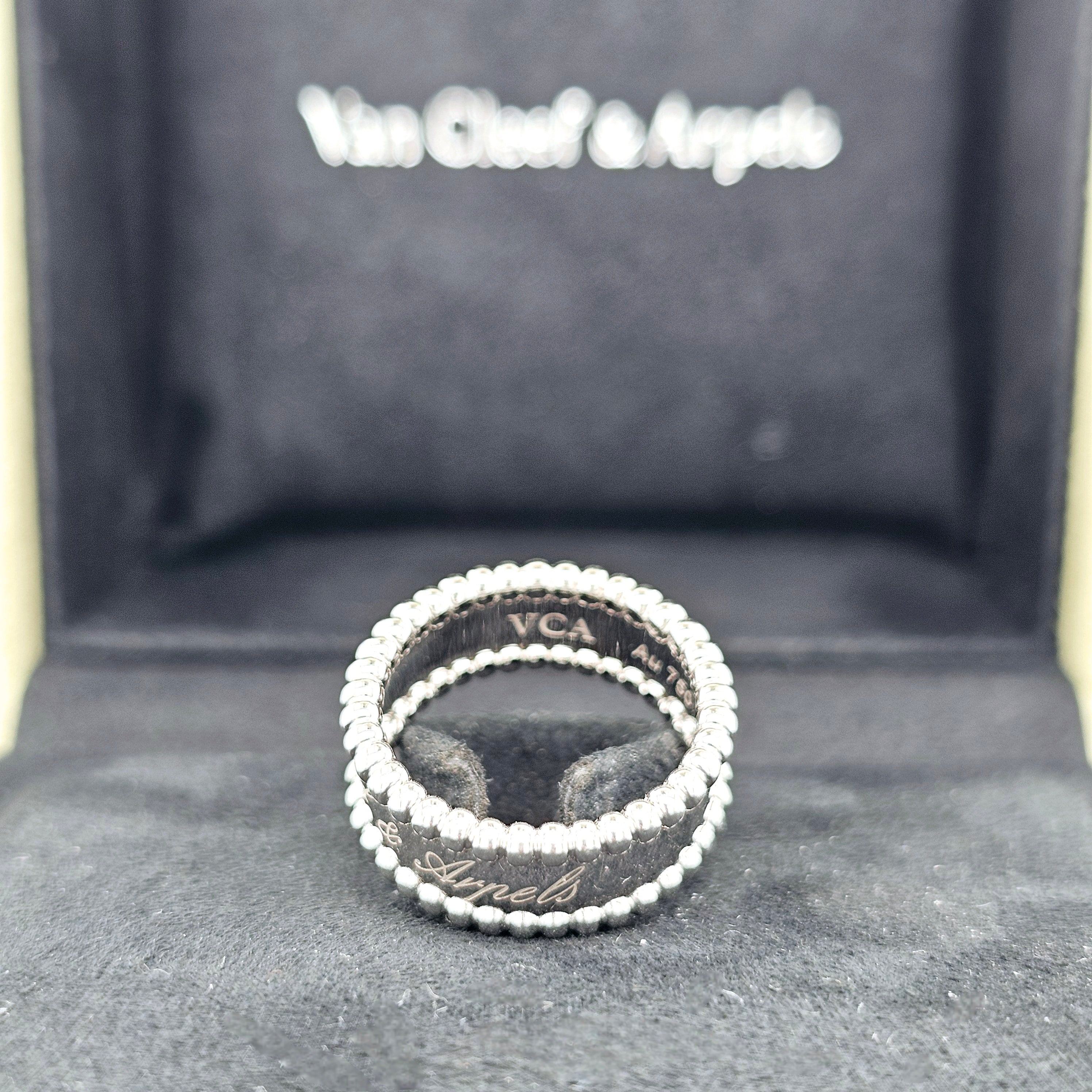 Pre-Owned Van Cleef & Arpels Perlée Signature Ring – 18k White Gold