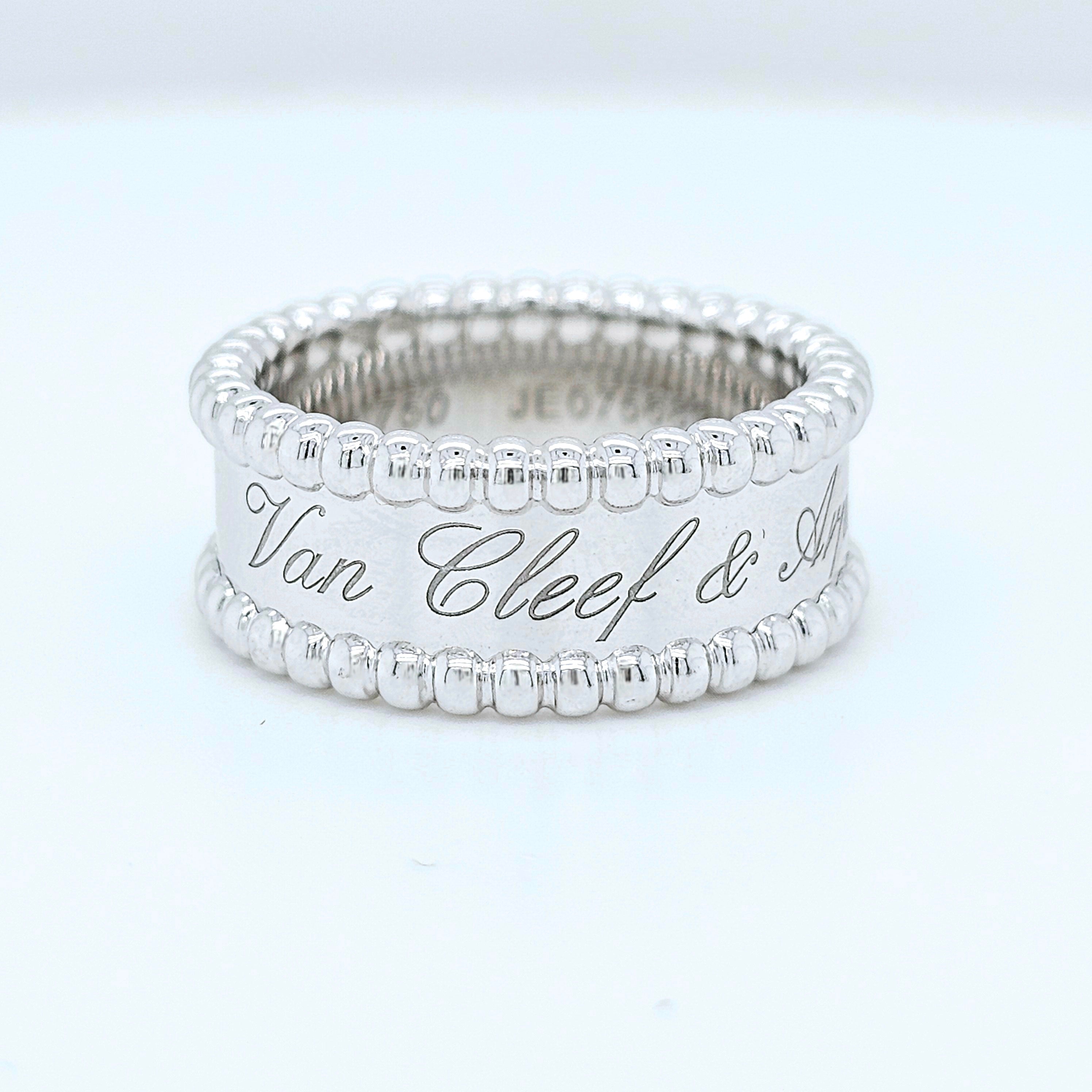 Pre-Owned Van Cleef & Arpels Perlée Signature Ring – 18k White Gold