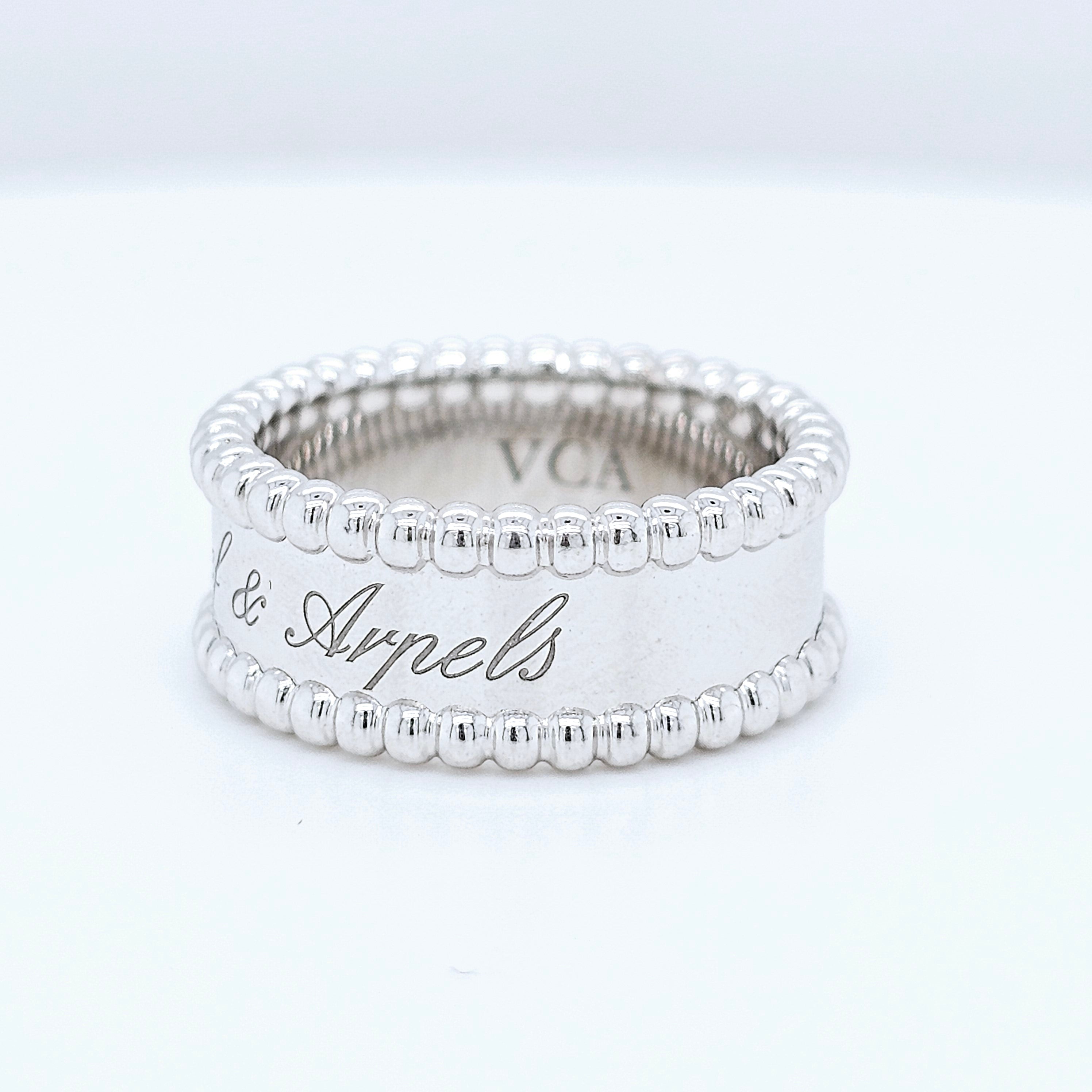 Pre-Owned Van Cleef & Arpels Perlée Signature Ring – 18k White Gold