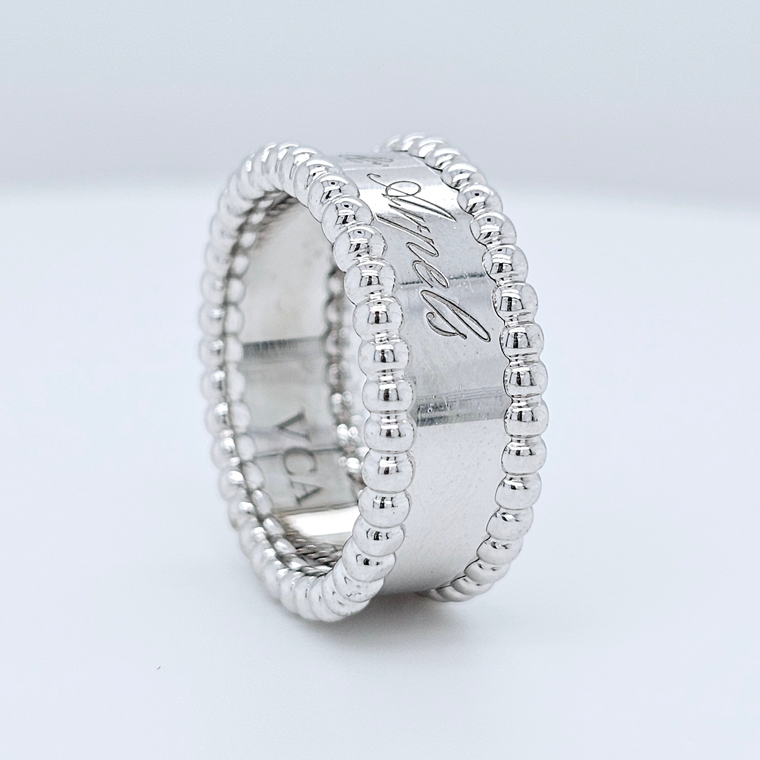 Pre-Owned Van Cleef & Arpels Perlée Signature Ring – 18k White Gold