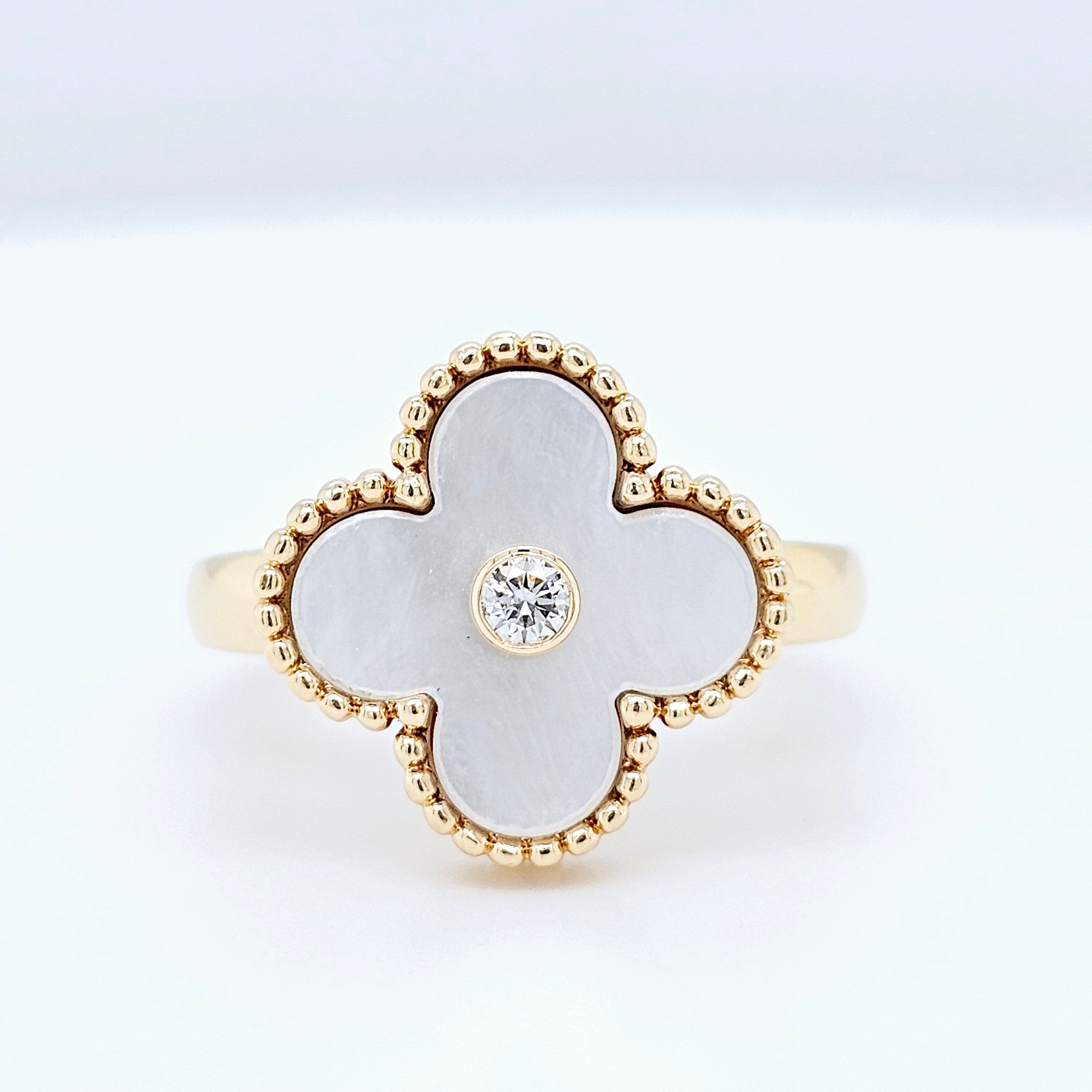 Pre-Owned Van Cleef & Arpels Vintage Alhambra Mother of Pearl Ring – 18ct Yellow Gold Chloe's Jewellers