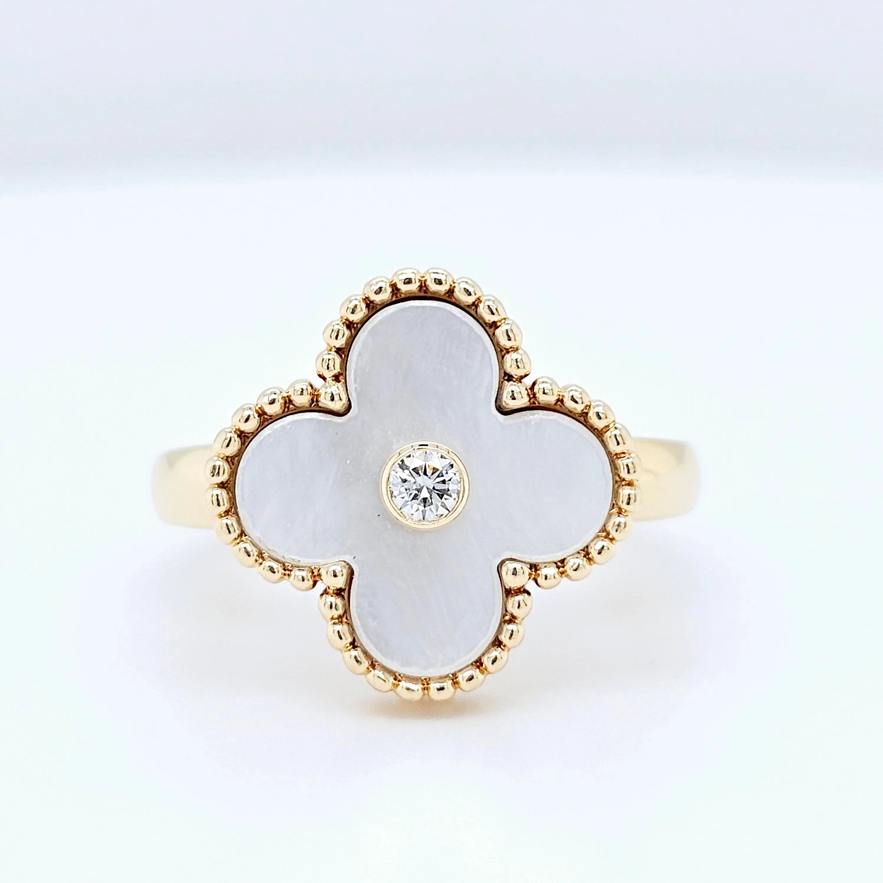 Pre-Owned Van Cleef & Arpels Vintage Alhambra Mother of Pearl Ring – 18ct Yellow Gold Chloe's Jewellers