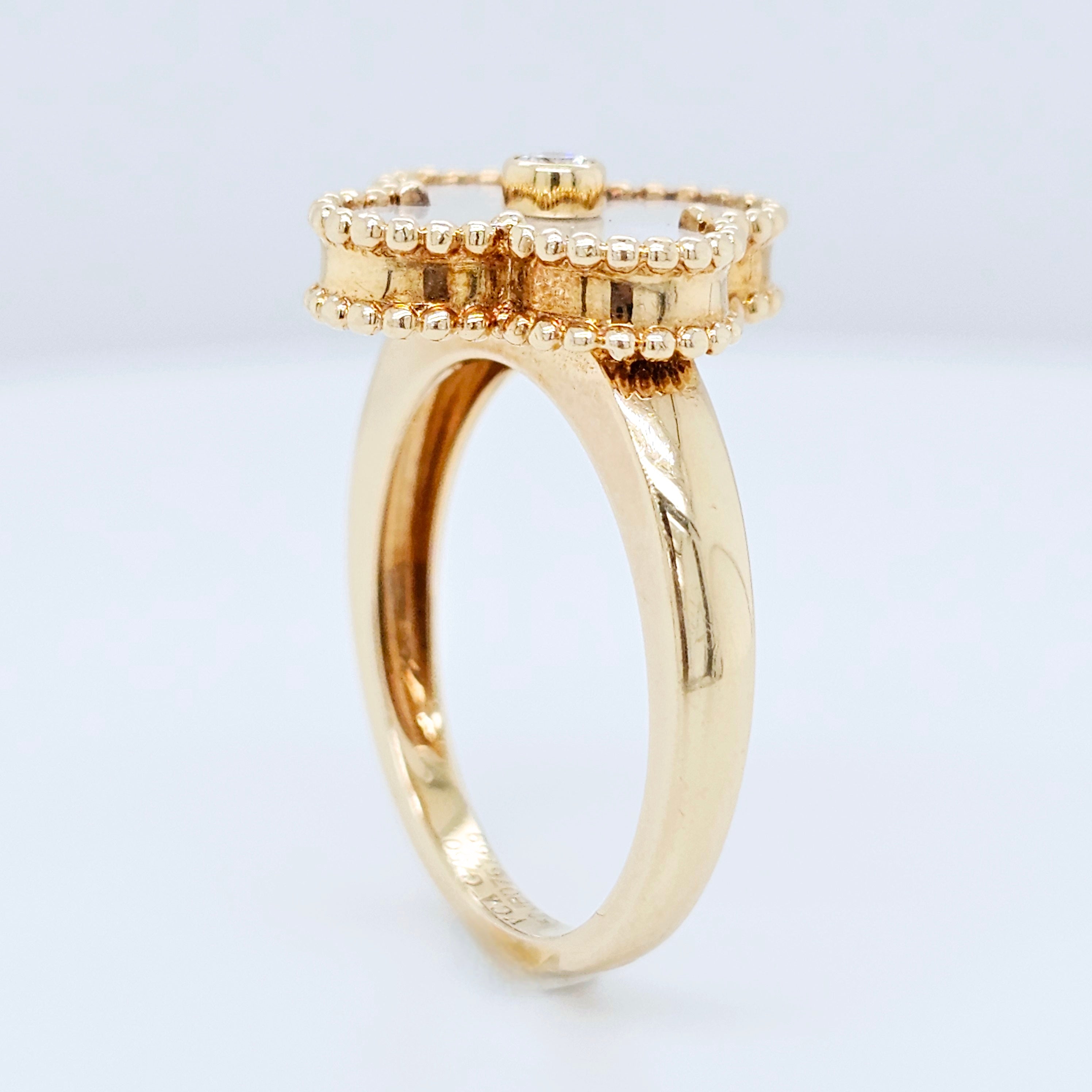 Pre-Owned Van Cleef & Arpels Vintage Alhambra Mother of Pearl Ring – 18ct Yellow Gold Chloe's Jewellers