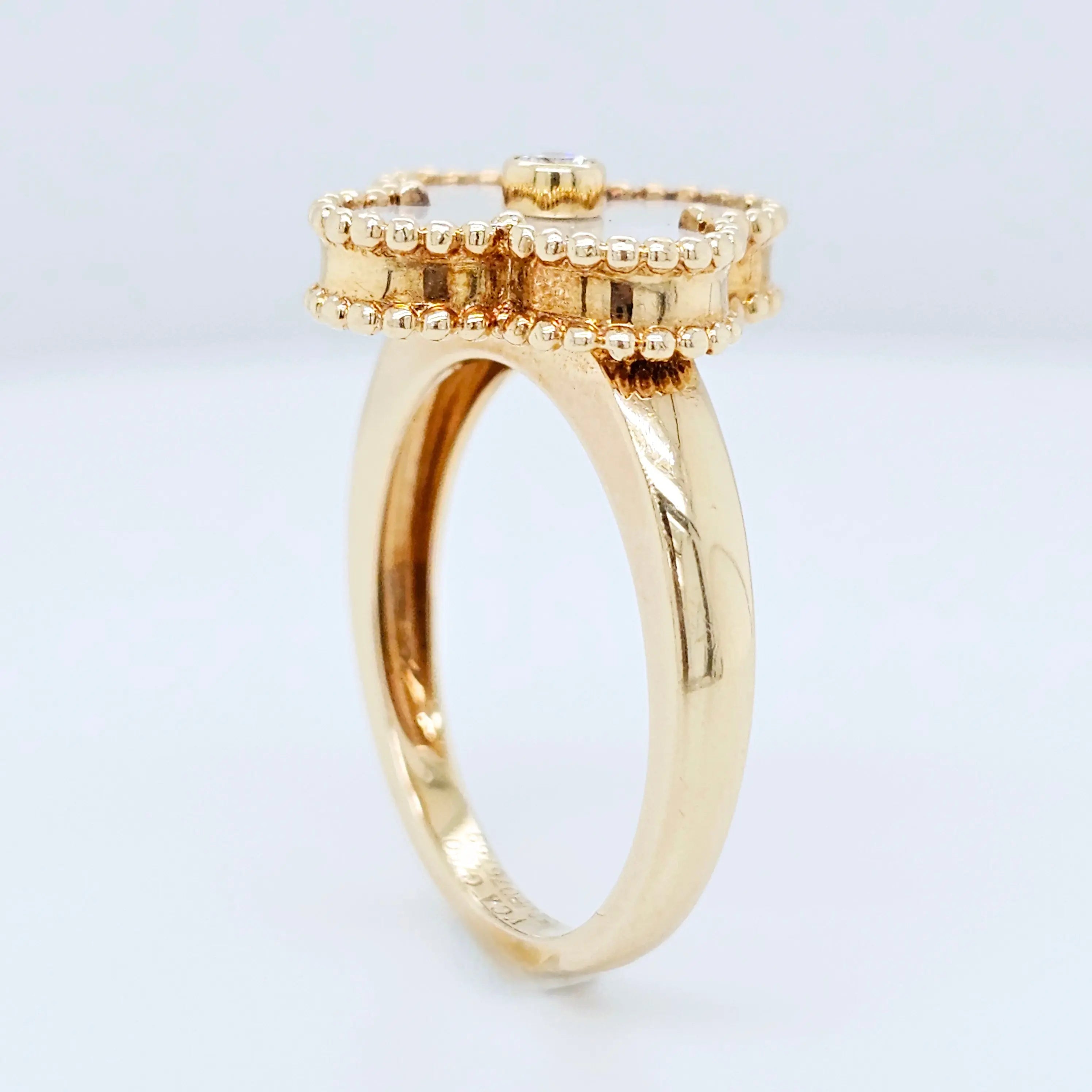 Pre-Owned Van Cleef & Arpels Vintage Alhambra Mother of Pearl Ring – 18ct Yellow Gold Chloe's Jewellers