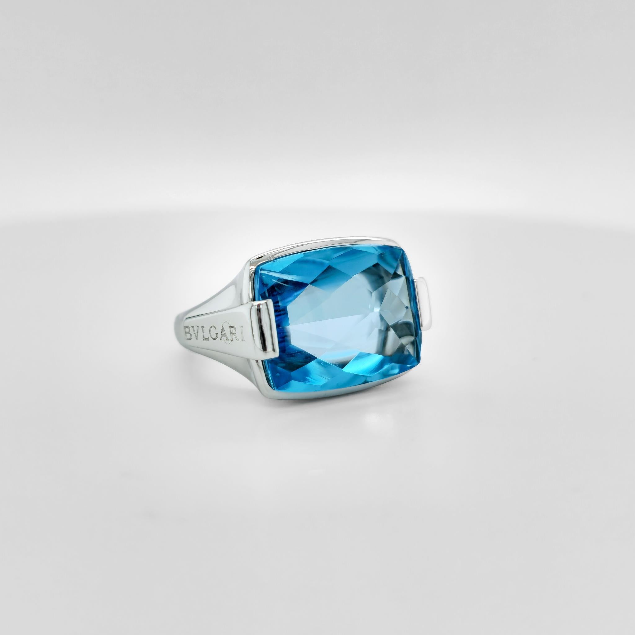Bvlgari Metropolis Topaz Cocktail Ring, 18ct White Gold, Size M