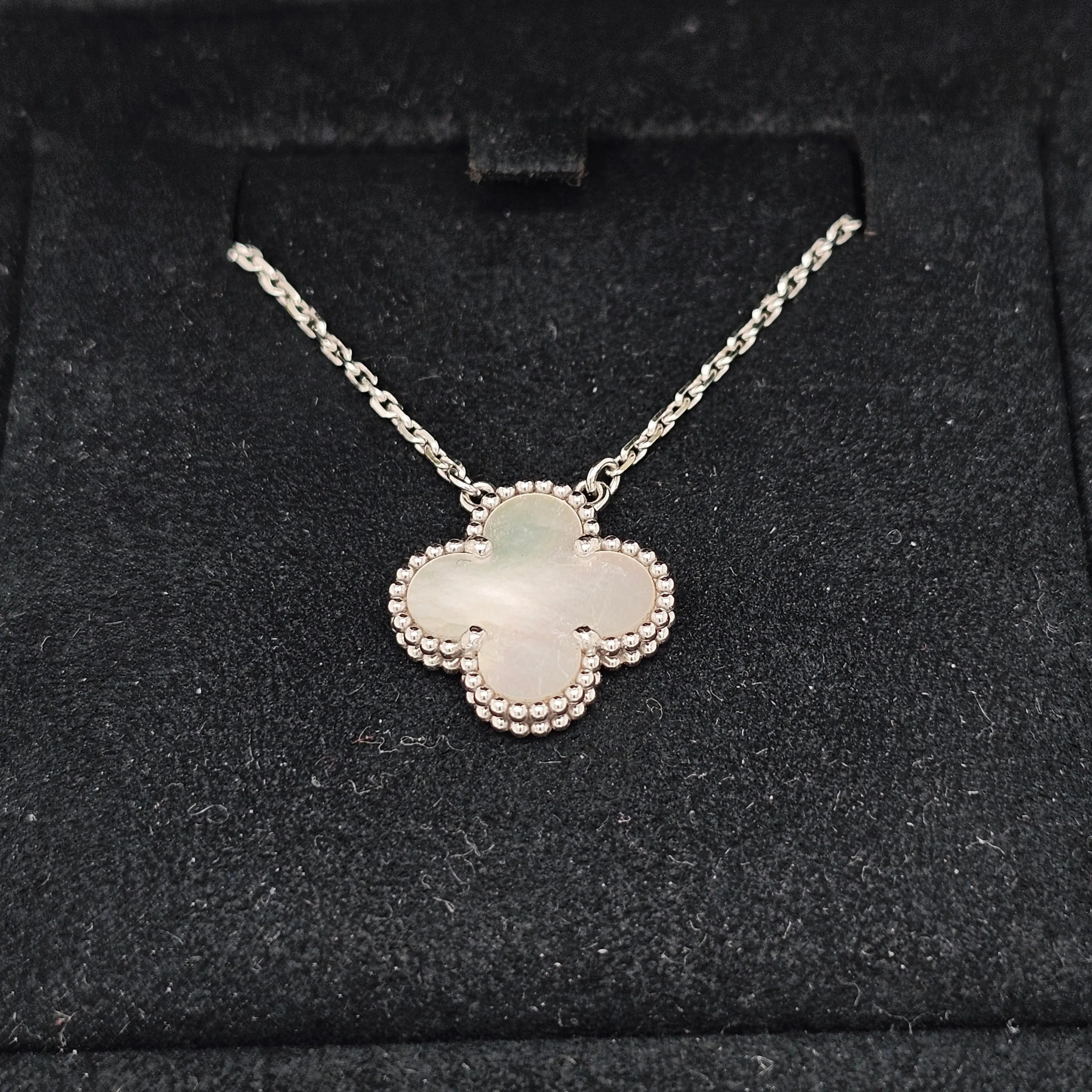 Pre-Owned Van Cleef & Arpels Vintage Alhambra Pendant Necklace – 18ct White Gold & Mother of Pearl Chloe's Jewellers