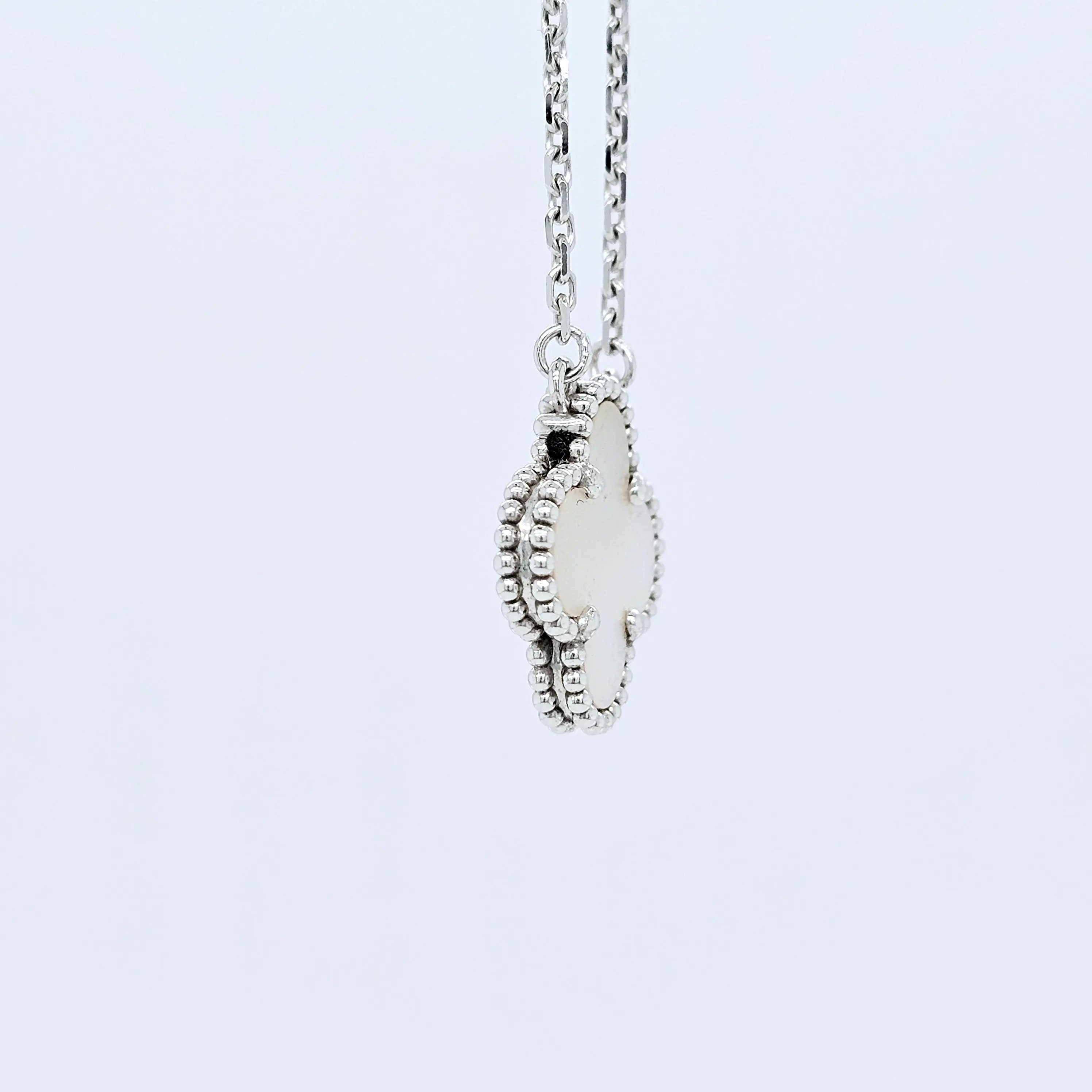 Pre-Owned Van Cleef & Arpels Vintage Alhambra Pendant Necklace – 18ct White Gold & Mother of Pearl Chloe's Jewellers