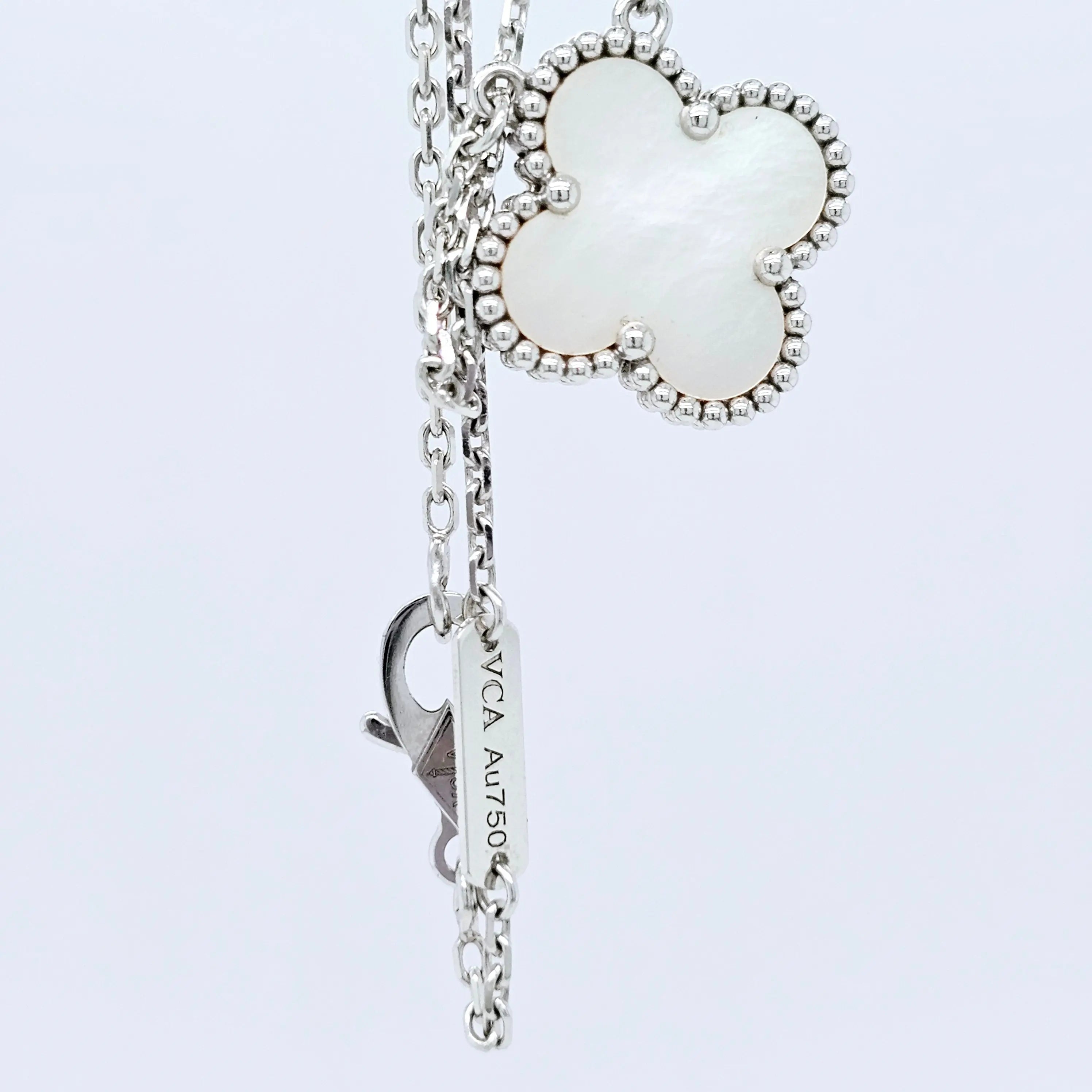 Pre-Owned Van Cleef & Arpels Vintage Alhambra Pendant Necklace – 18ct White Gold & Mother of Pearl Chloe's Jewellers