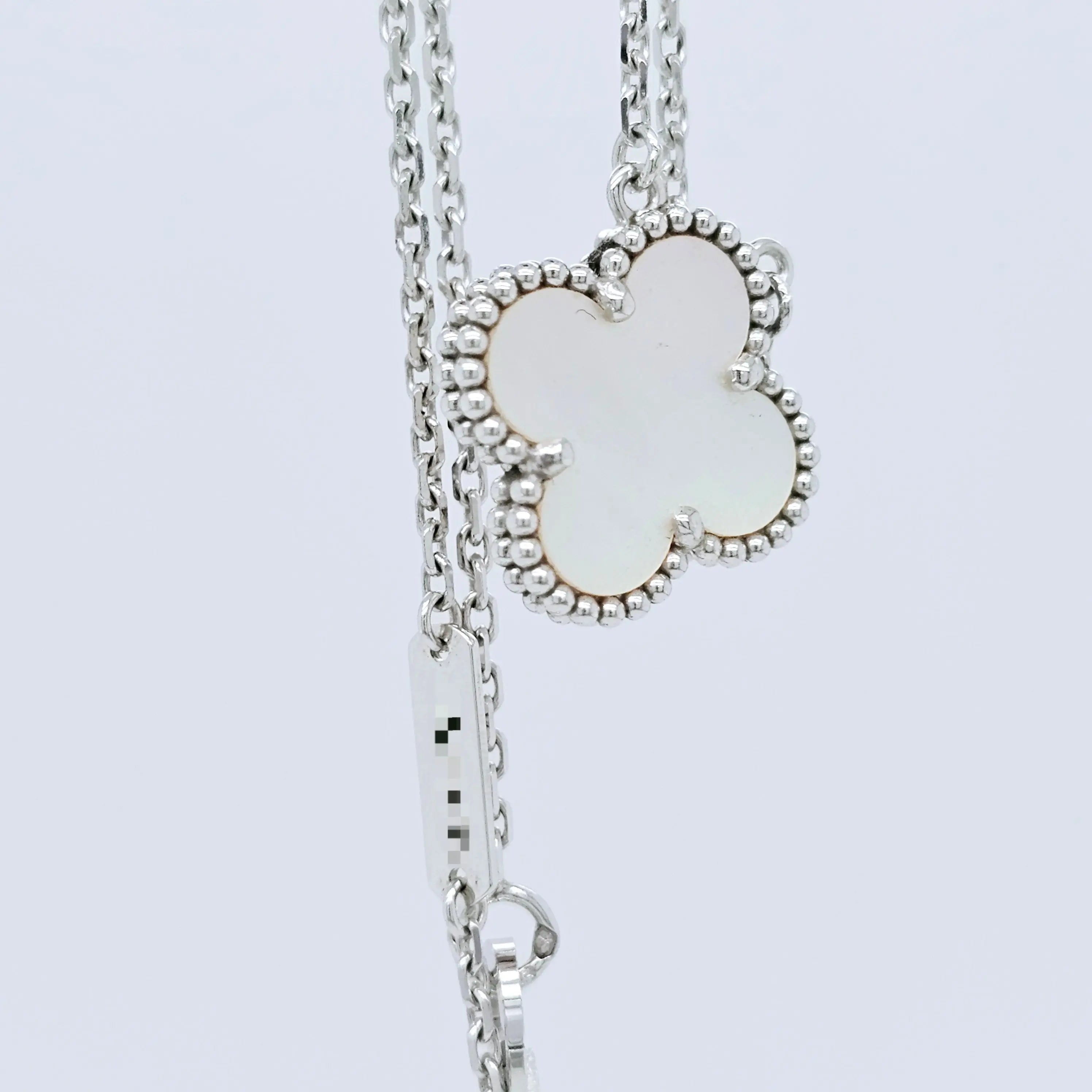 Pre-Owned Van Cleef & Arpels Vintage Alhambra Pendant Necklace – 18ct White Gold & Mother of Pearl Chloe's Jewellers