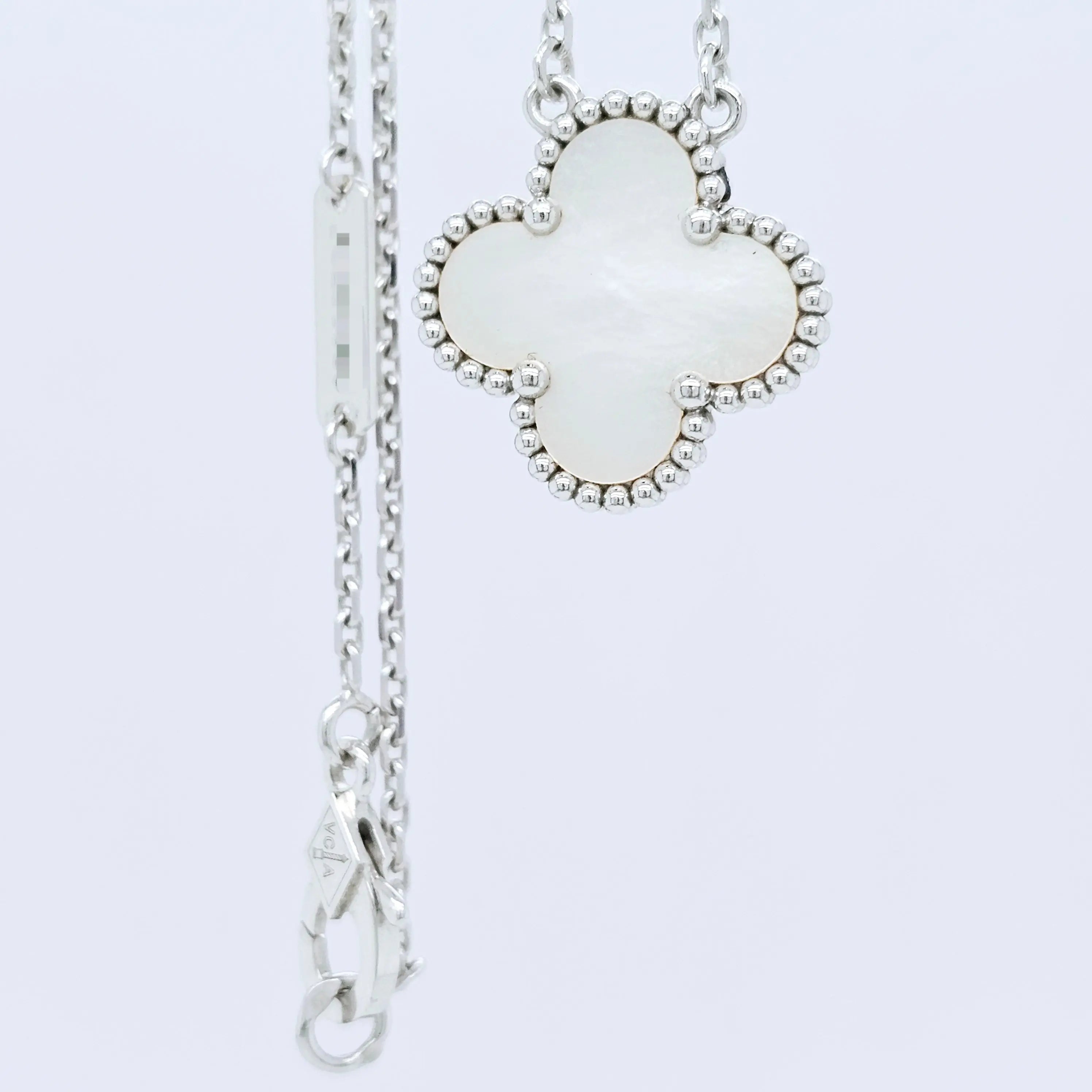 Pre-Owned Van Cleef & Arpels Vintage Alhambra Pendant Necklace – 18ct White Gold & Mother of Pearl Chloe's Jewellers