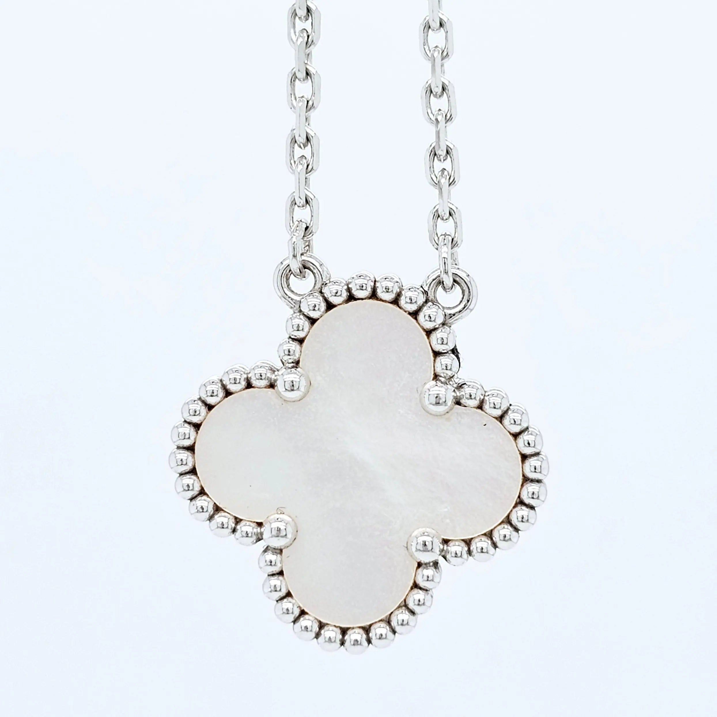 Pre-Owned Van Cleef & Arpels Vintage Alhambra Pendant Necklace – 18ct White Gold & Mother of Pearl Chloe's Jewellers