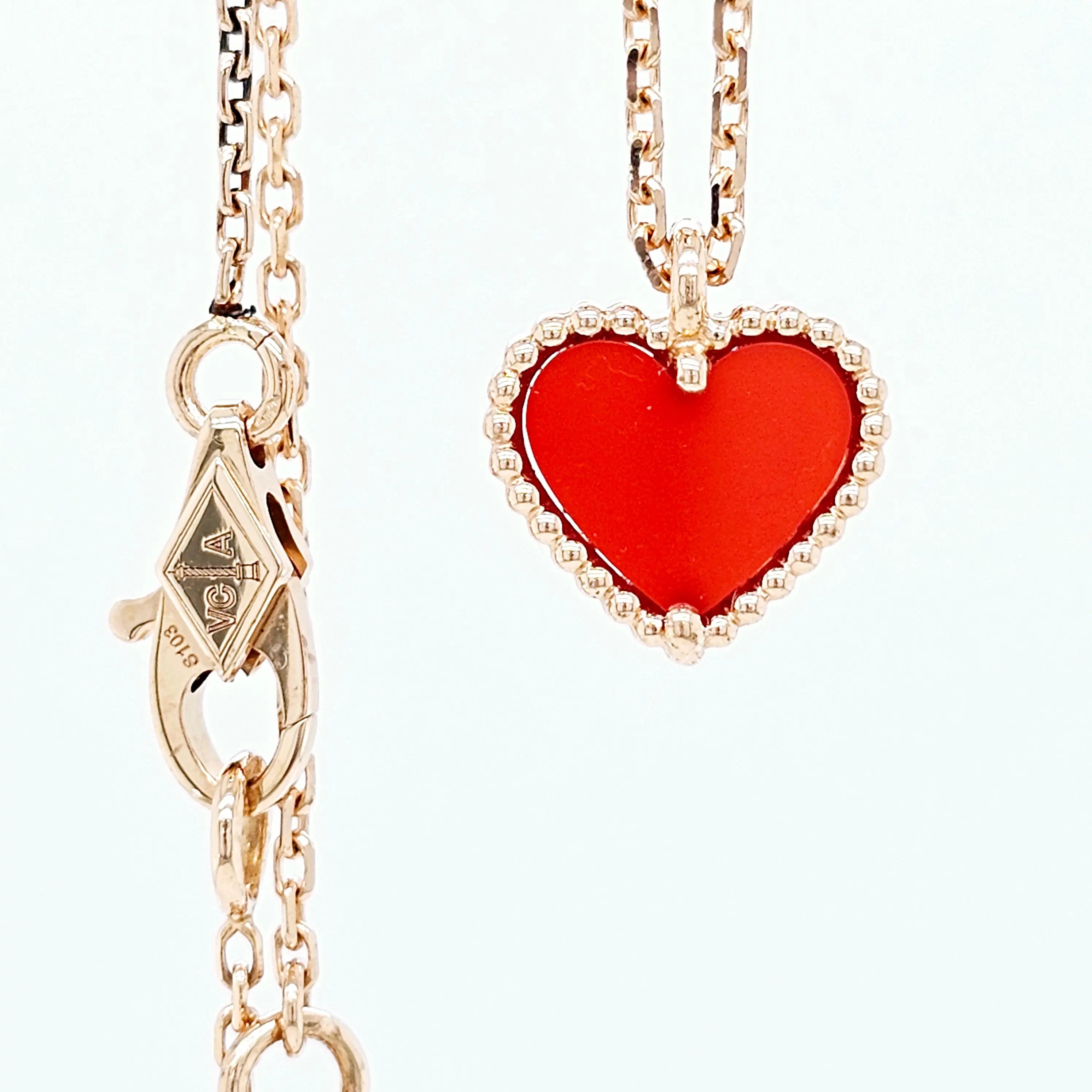 Pre-Owned Van Cleef & Arpels Sweet Hearts Pendant – 18ct Rose Gold & Carnelian Chloe's Jewellers