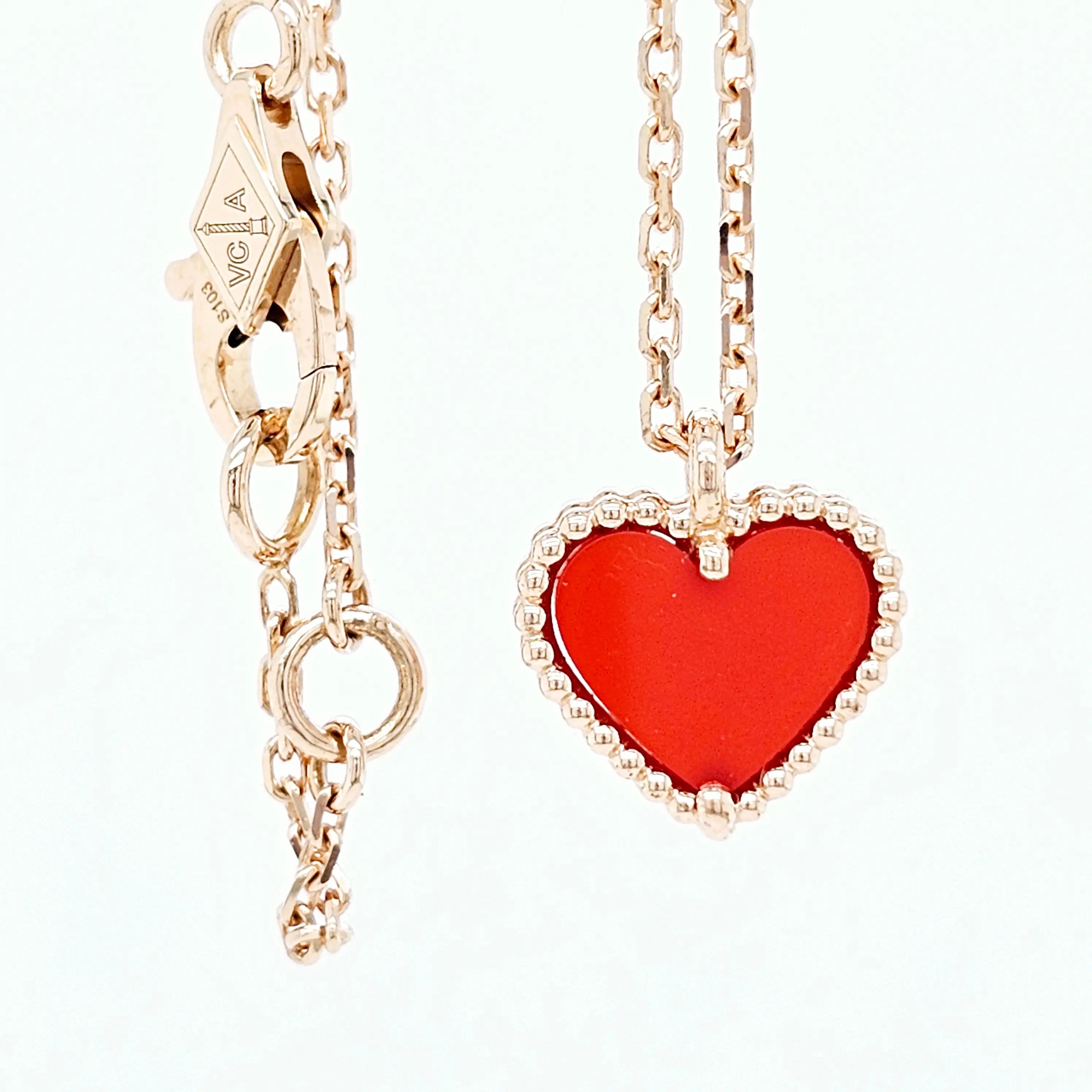 Pre-Owned Van Cleef & Arpels Sweet Hearts Pendant – 18ct Rose Gold & Carnelian Chloe's Jewellers