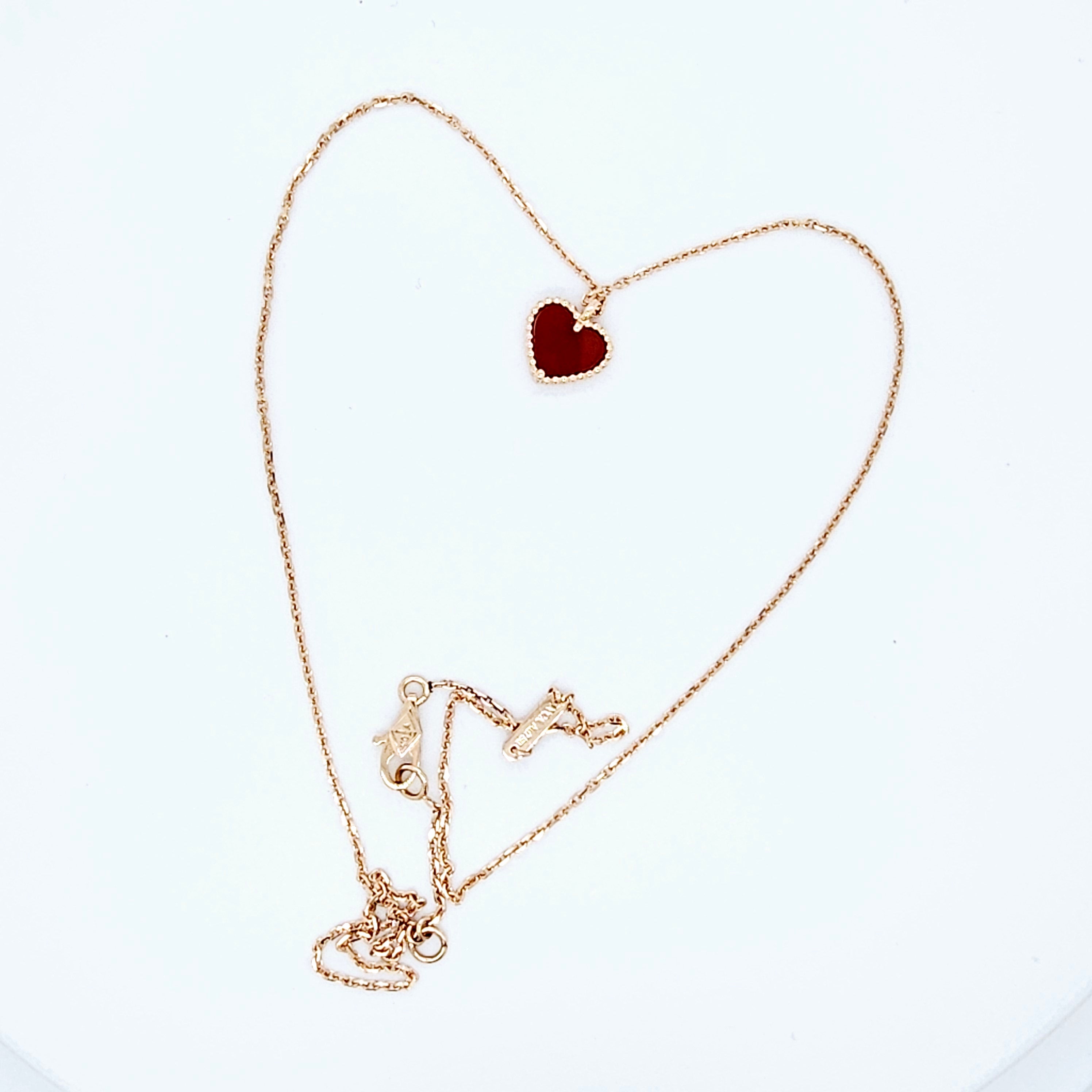Pre-Owned Van Cleef & Arpels Sweet Hearts Pendant – 18ct Rose Gold & Carnelian Chloe's Jewellers